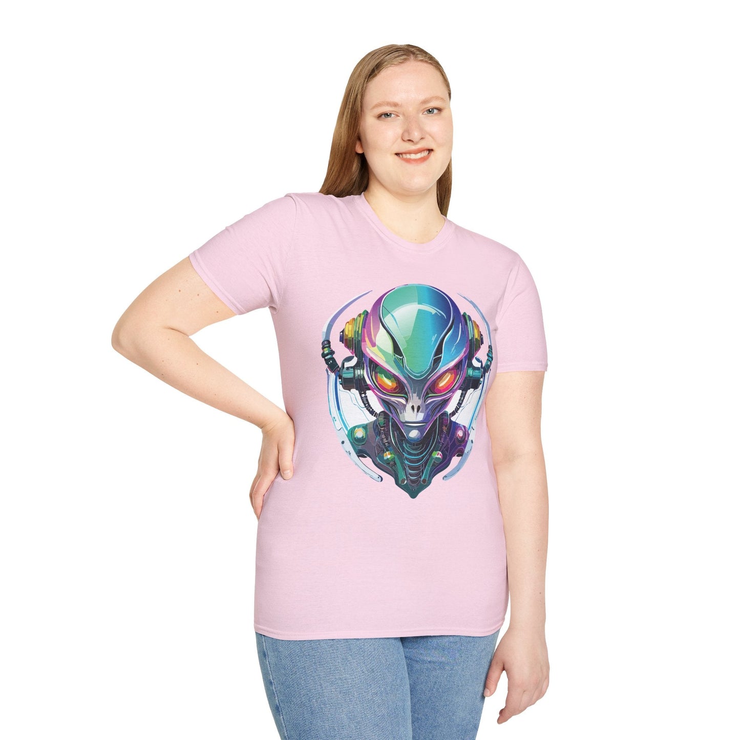 Alien Graphic Unisex Cotton Softstyle UFO Artwork Tee 3