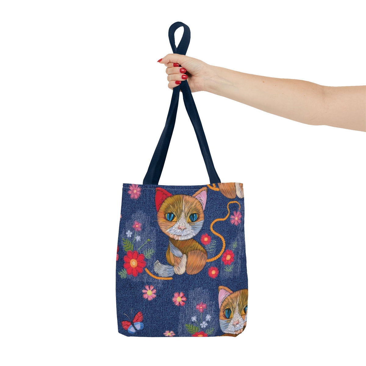Denim Fabric Imitation Print Unisex Canvas Bag Poly Spun 3 Sizes Tote Bag 190-12