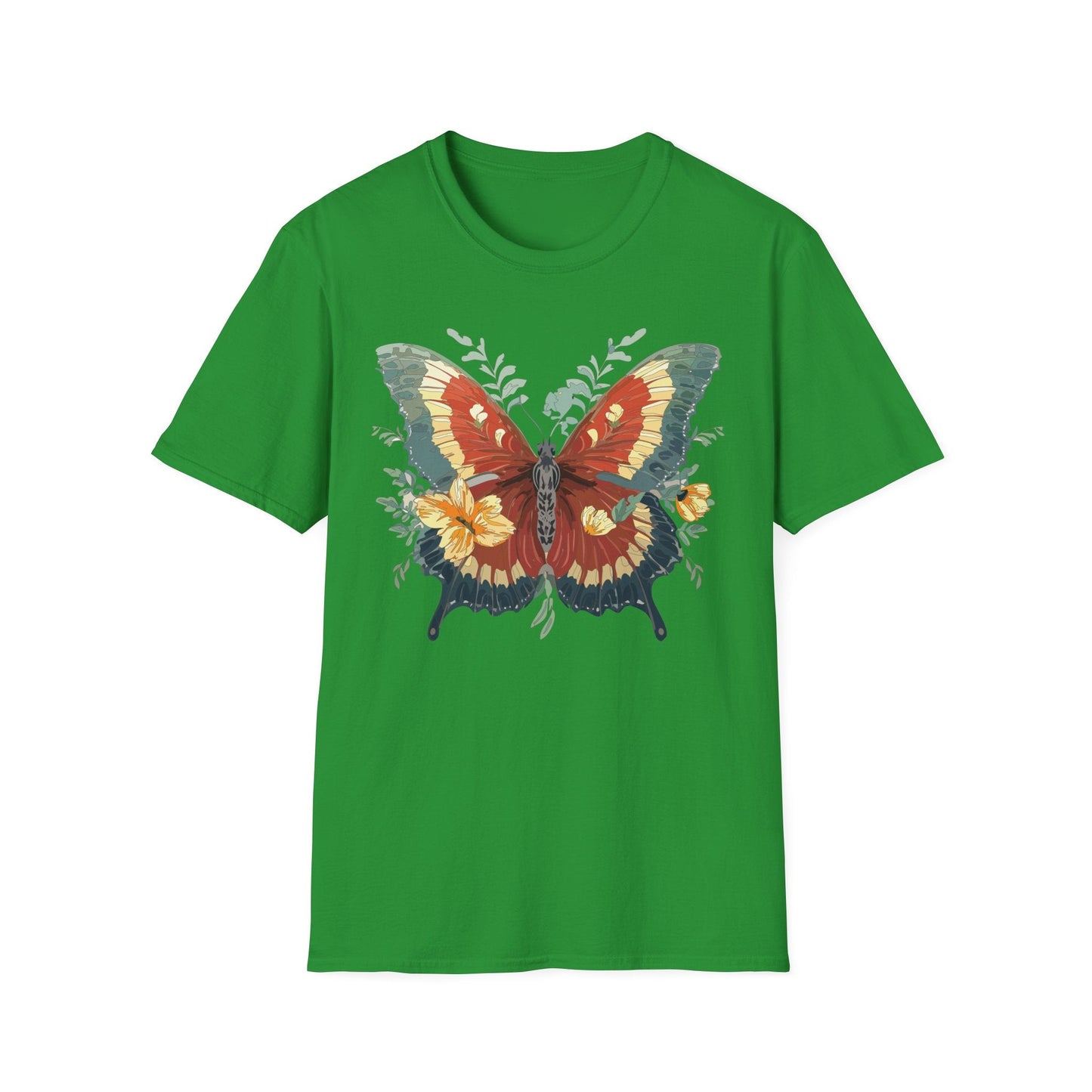 Butterfly T Shirt Unisex Gildan Softstyle 64000 Comfort Monarch Design 100 Percent Cotton