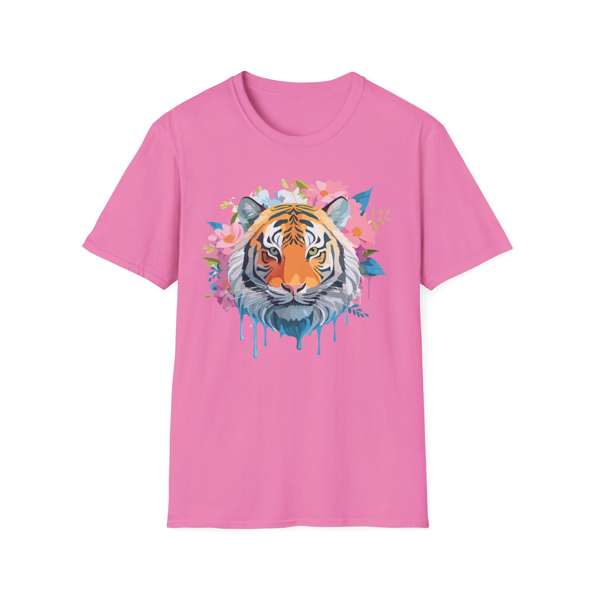Floral Tiger Face T-Shirt | Watercolor Bloom Design