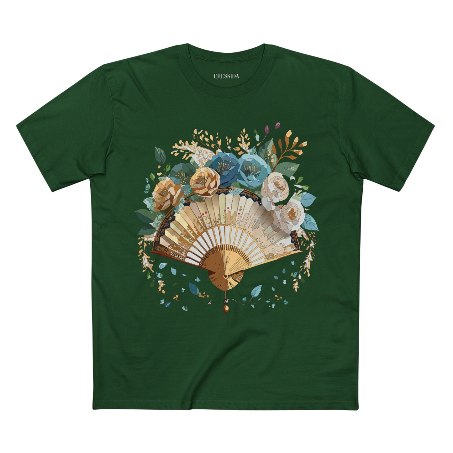 Antique Fan Graphic Design T-Shirt Unisex 100 Cotton Floral Carnival Artwork Tee 4