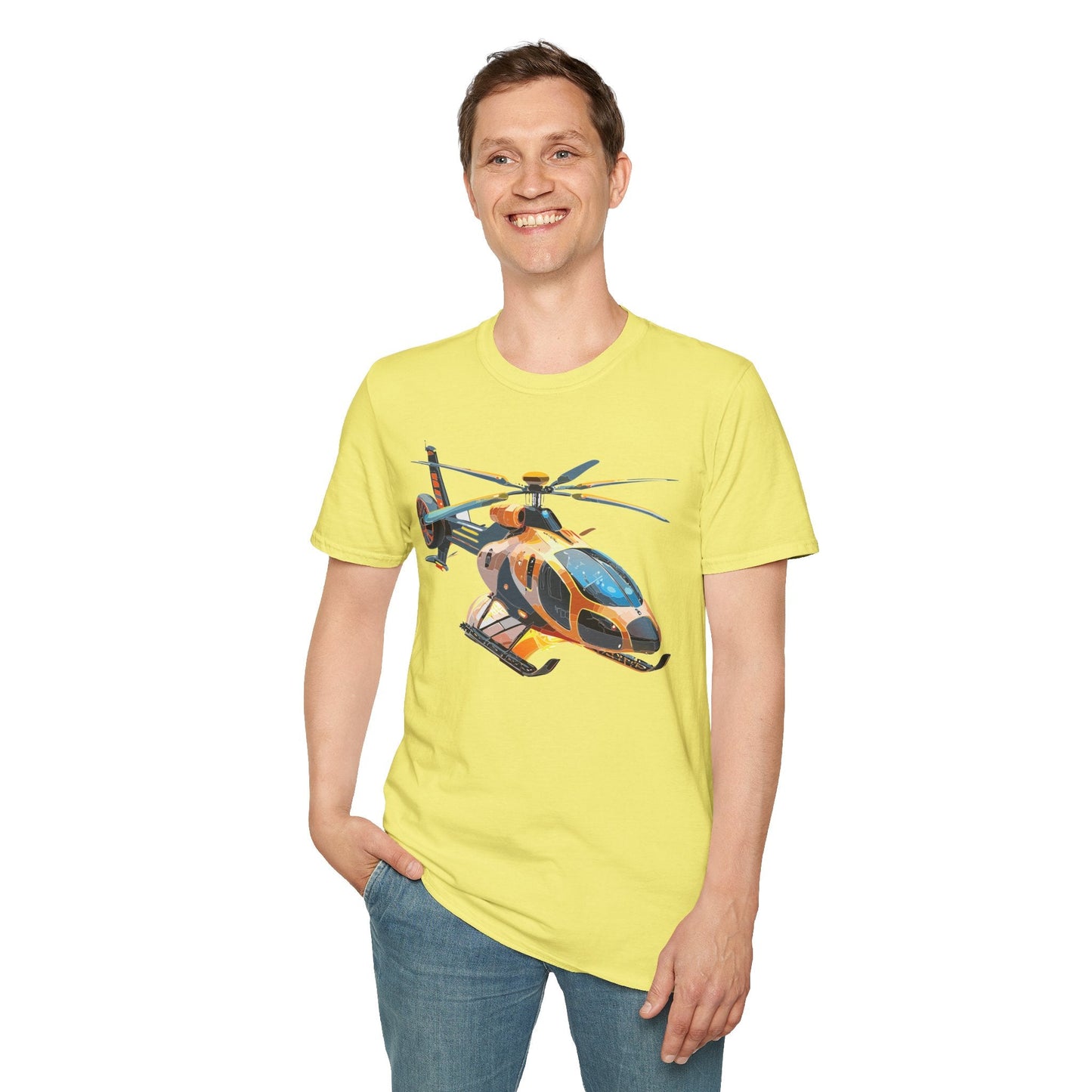 Chopper Helicopter Graphic Unisex Cotton Softstyle Short Sleeve Tee 3