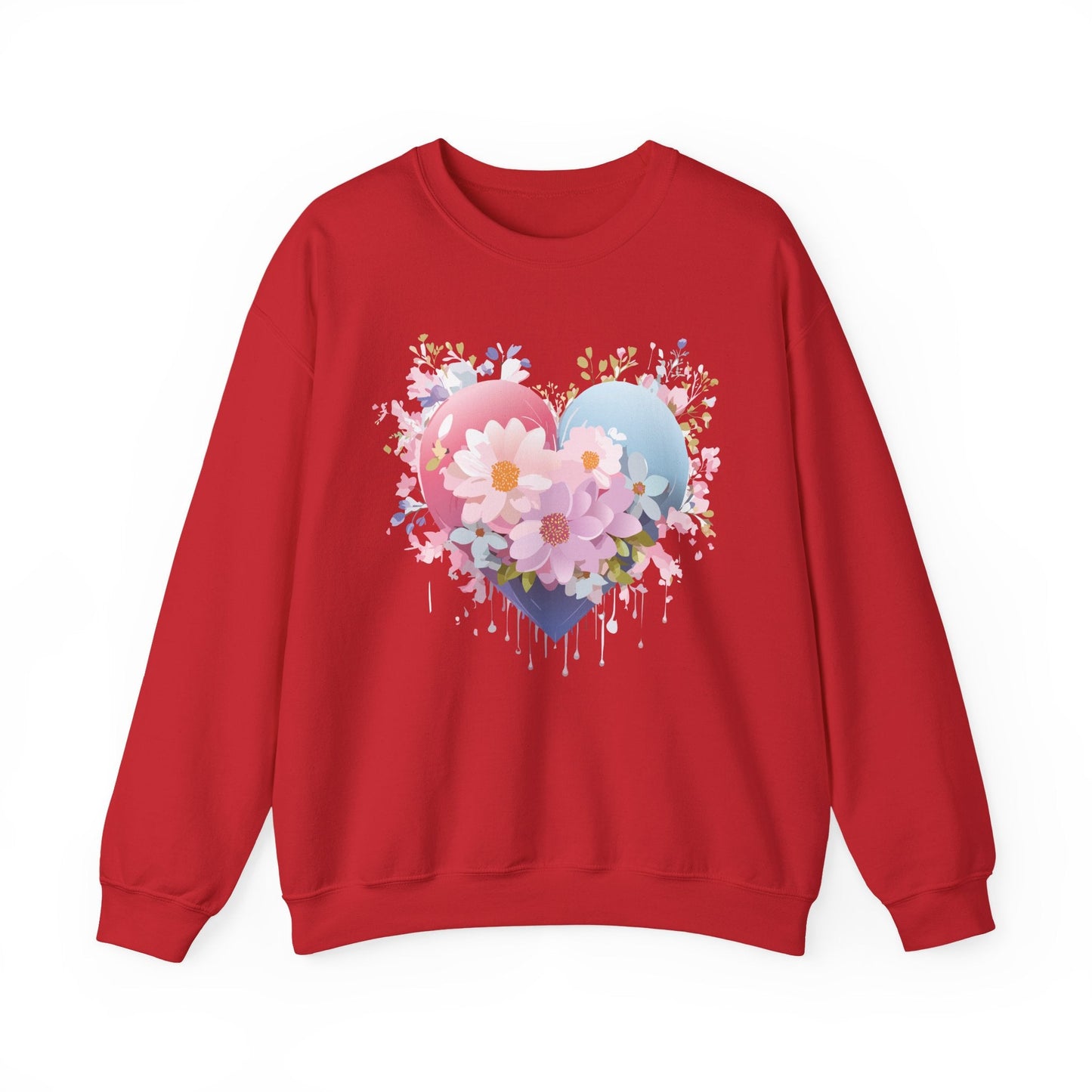 Floral Heart Unisex Crewneck Sweatshirt Gildan 18000 Heavy Blend 50 Cotton 50 Polyester