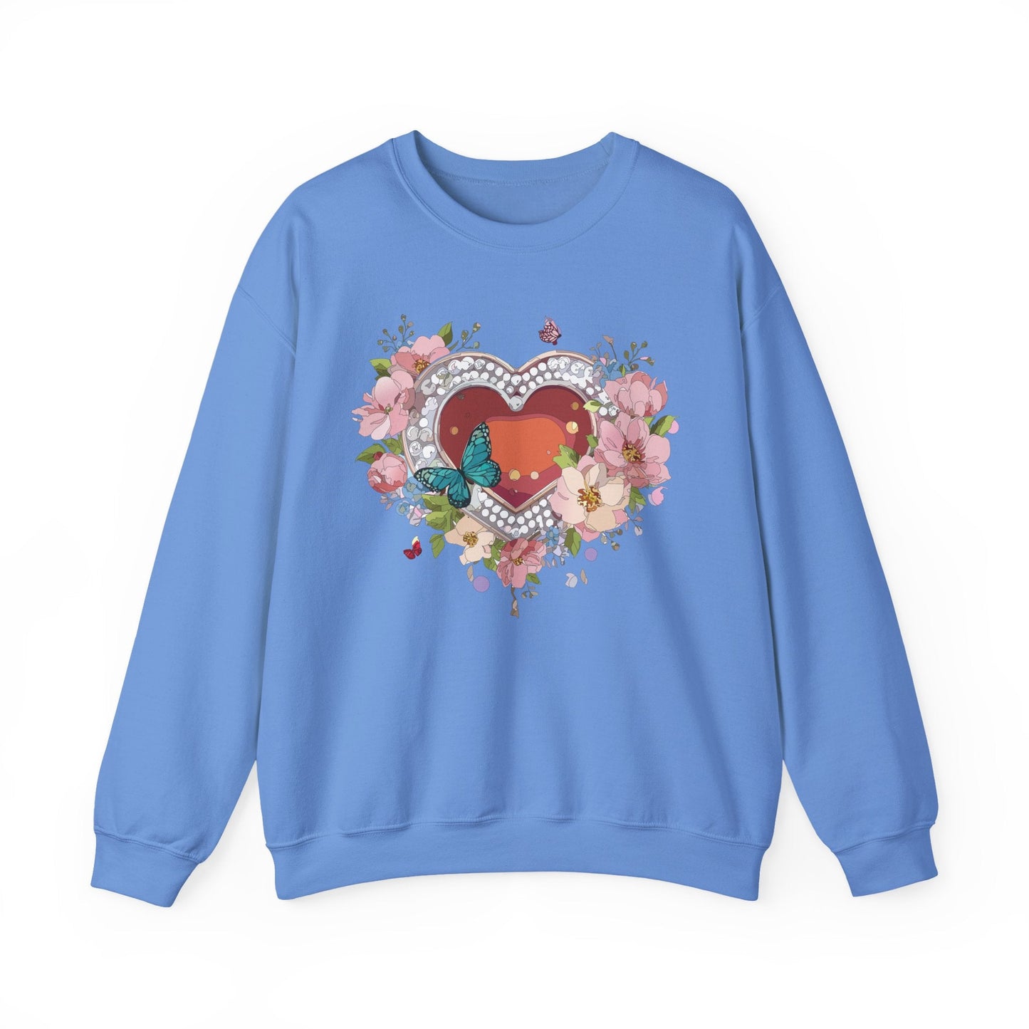 Floral Heart Sweatshirt Unisex Valentines Day Edition Gildan 18000 Heavy Blend Crewneck