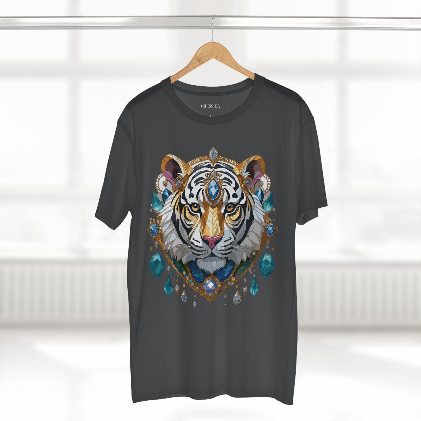 Tiger Graphic Unisex 100 Cotton Tee With Unique Animal Golden Medallion Art Design 53