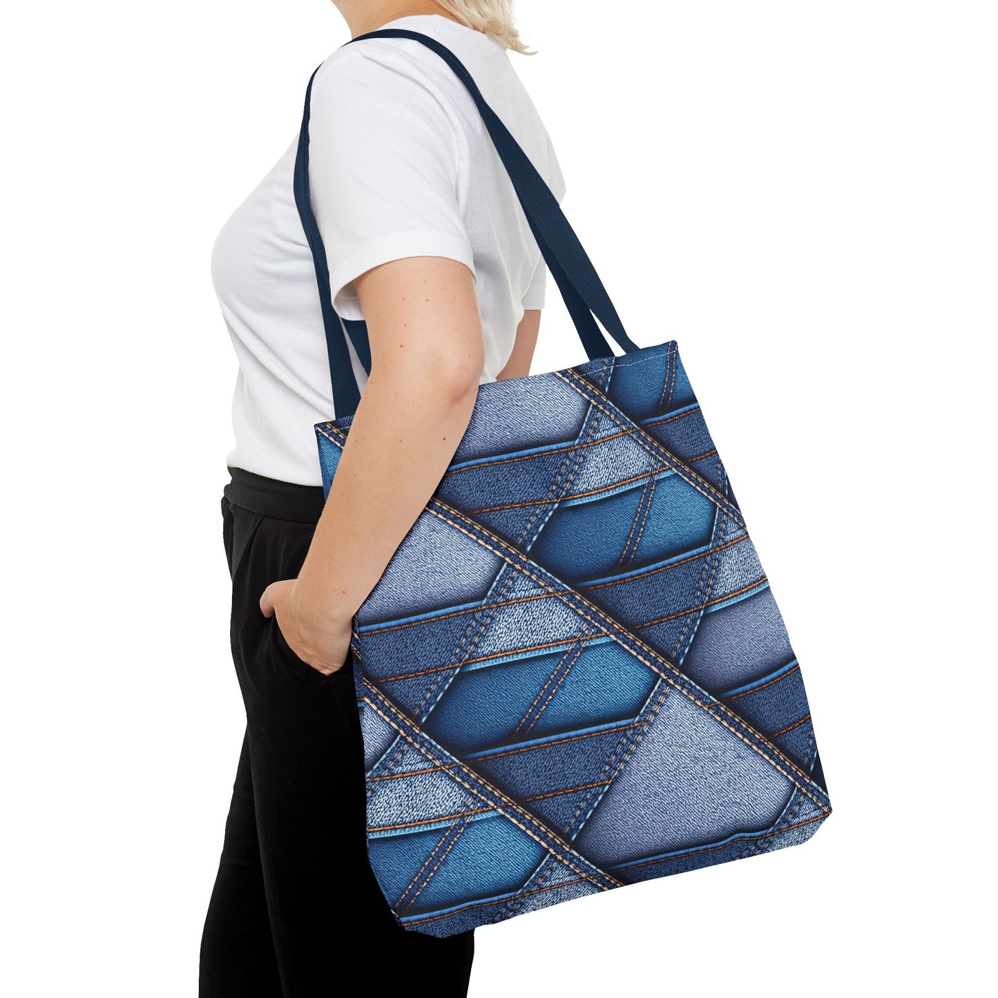 Denim Fabric Imitation Print Unisex Canvas Bag Poly Spun 3 Sizes Tote Bag 100