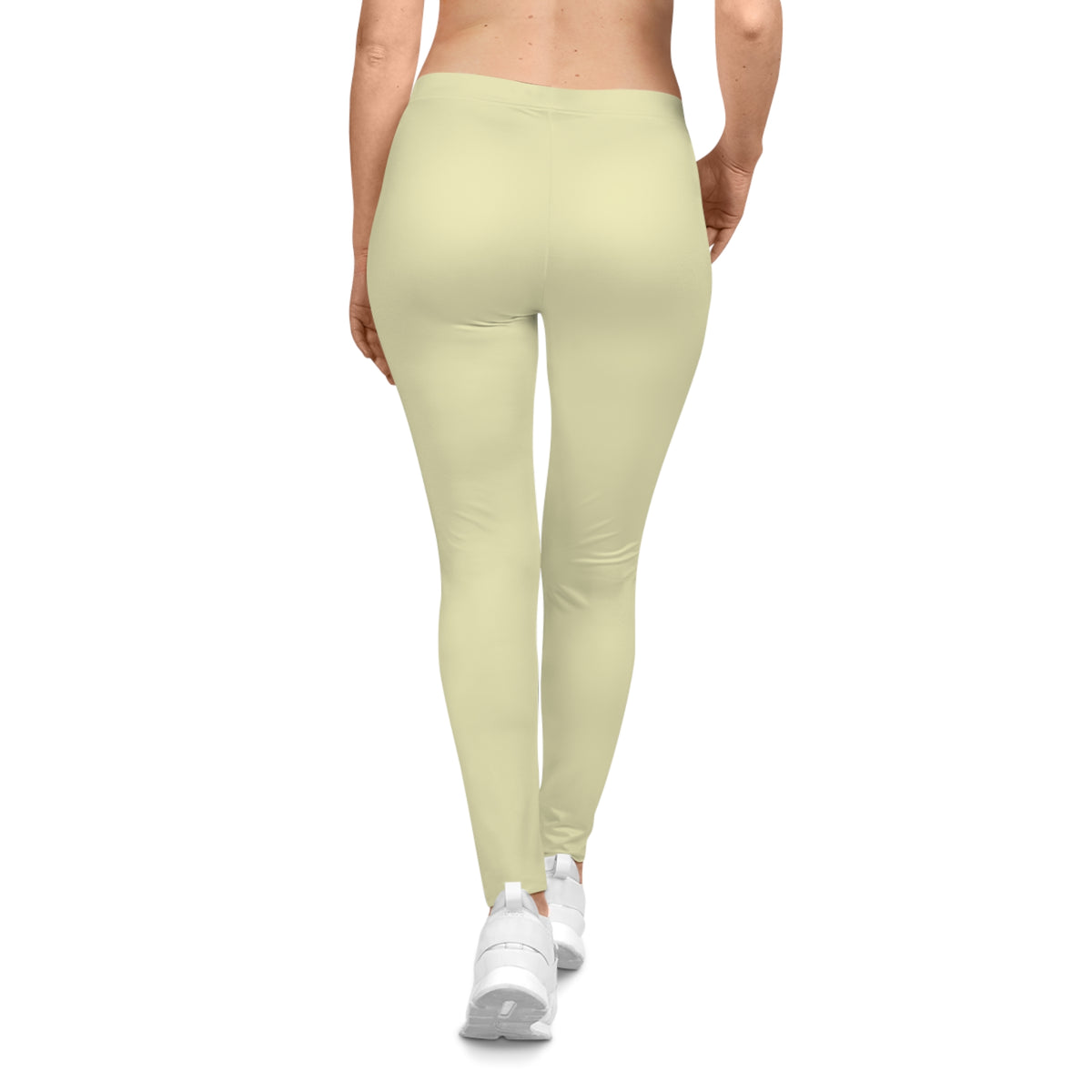 Pale Yellow Color Women's Poly-Span Casual Leggings XS-2XL