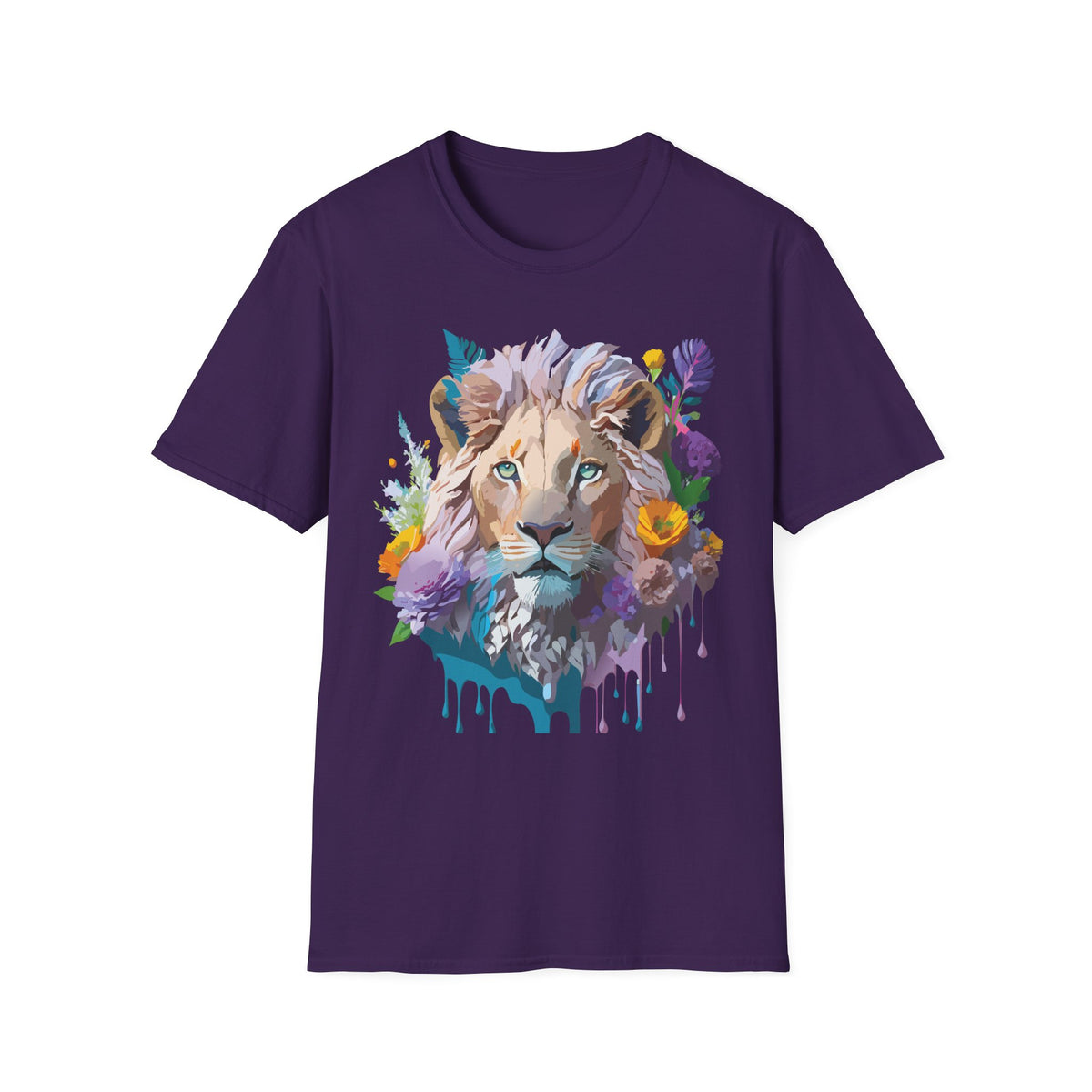 Watercolor Lion Face T-Shirt | Floral Safari Animal Tee