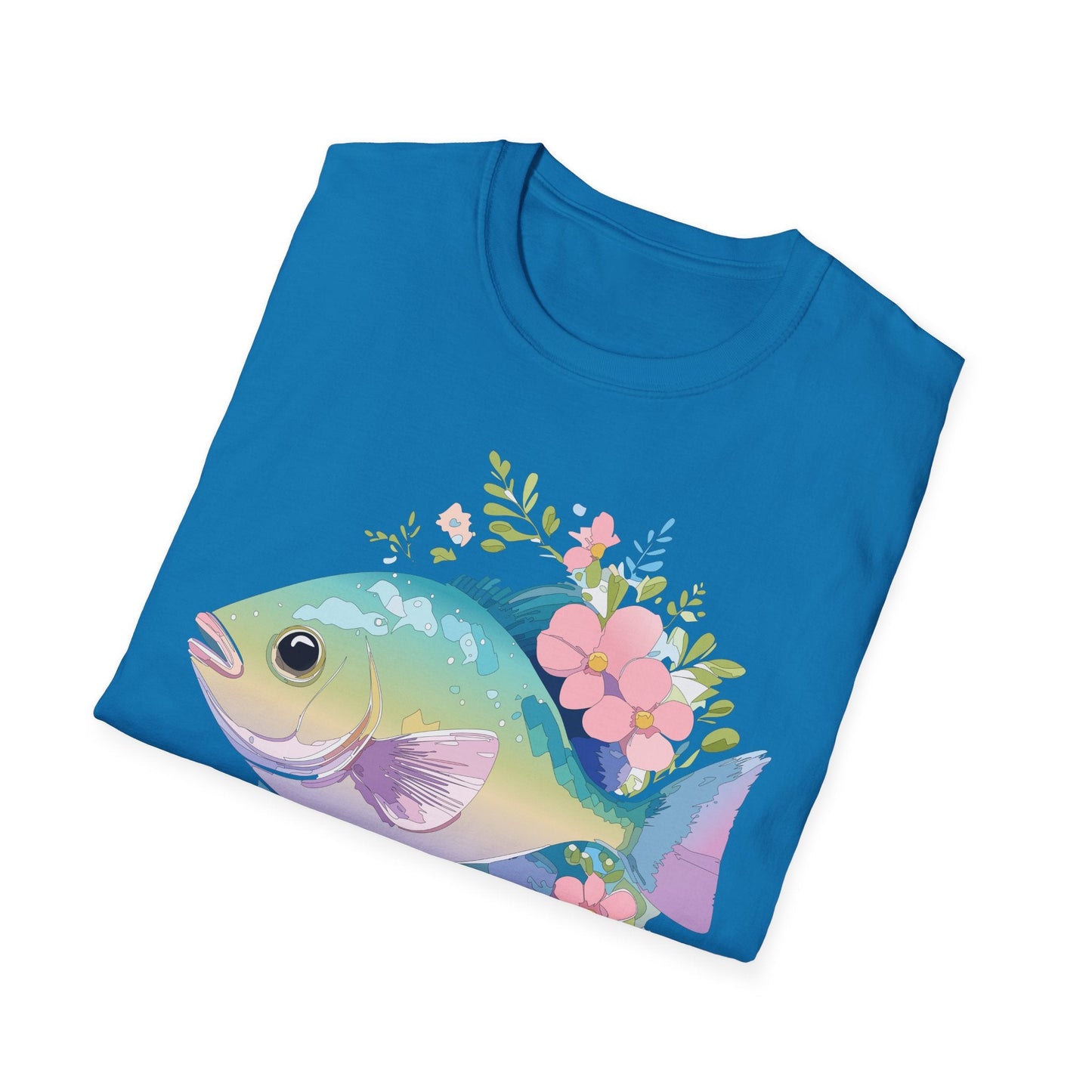 Fish Art Graphic Tee Unisex Gildan Softstyle 64000 100 Percent Ring Spun Cotton Comfortable Tee