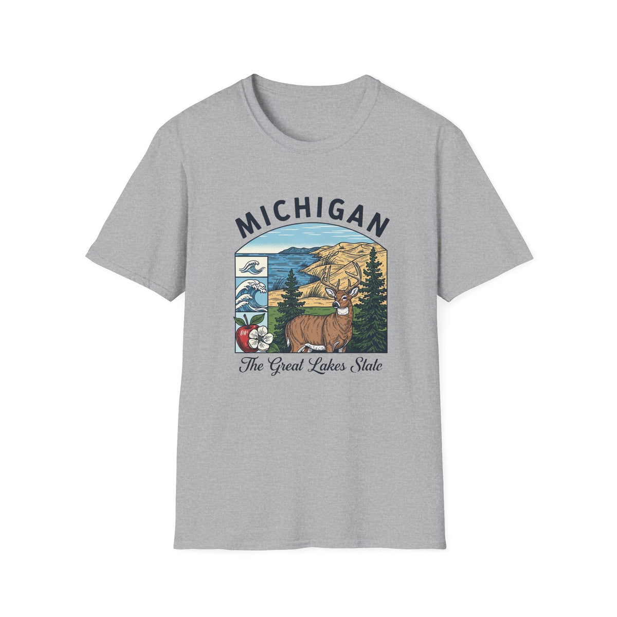 Michigan Scenic T-Shirt — Great Lakes State Vintage Travel Tourist Graphic Design Unisex 100 Cotton Gildan T-Shirt