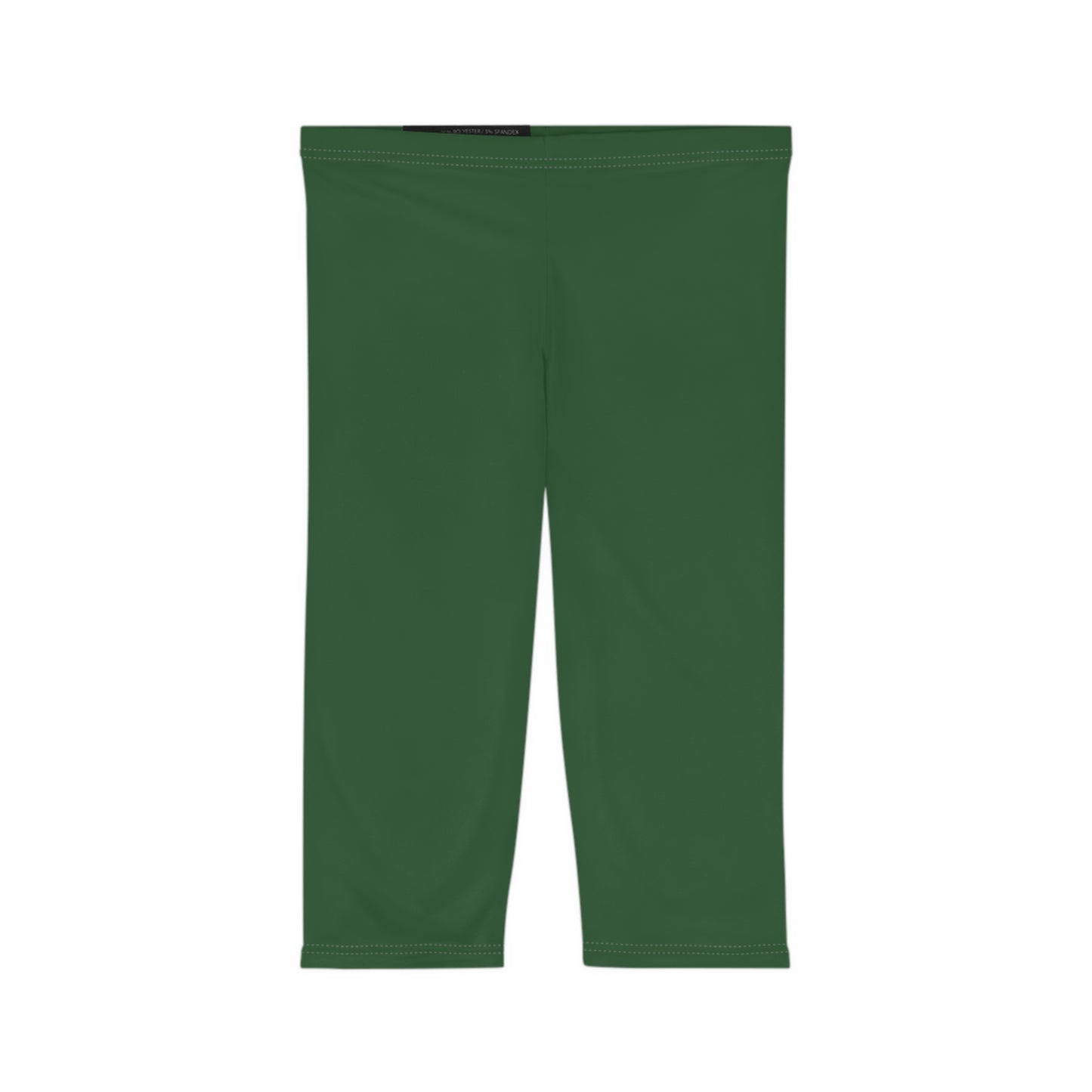 Hunter Green Color Women's Brushed Suede Poly Span Casual Capri Leggings XS-2XL