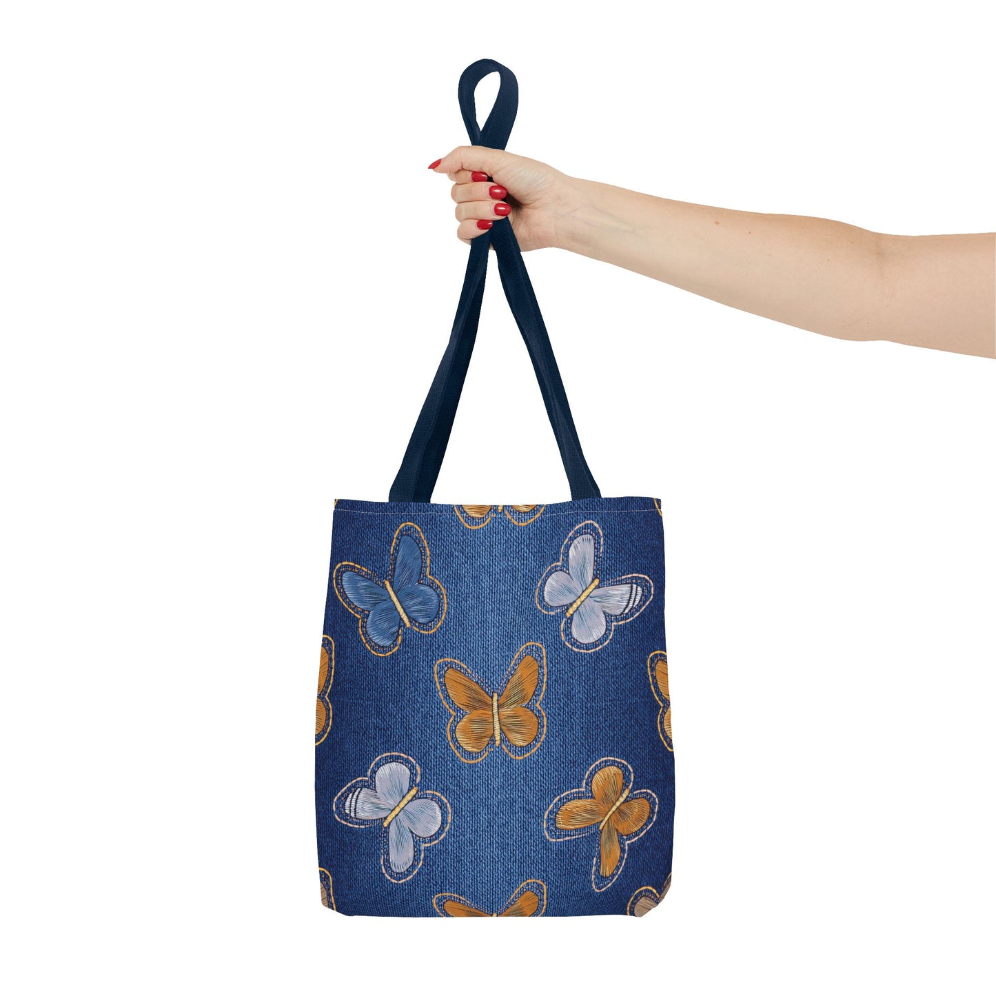 Denim Fabric Imitation Print Unisex Canvas Bag Poly Spun 3 Sizes Tote Bag 177