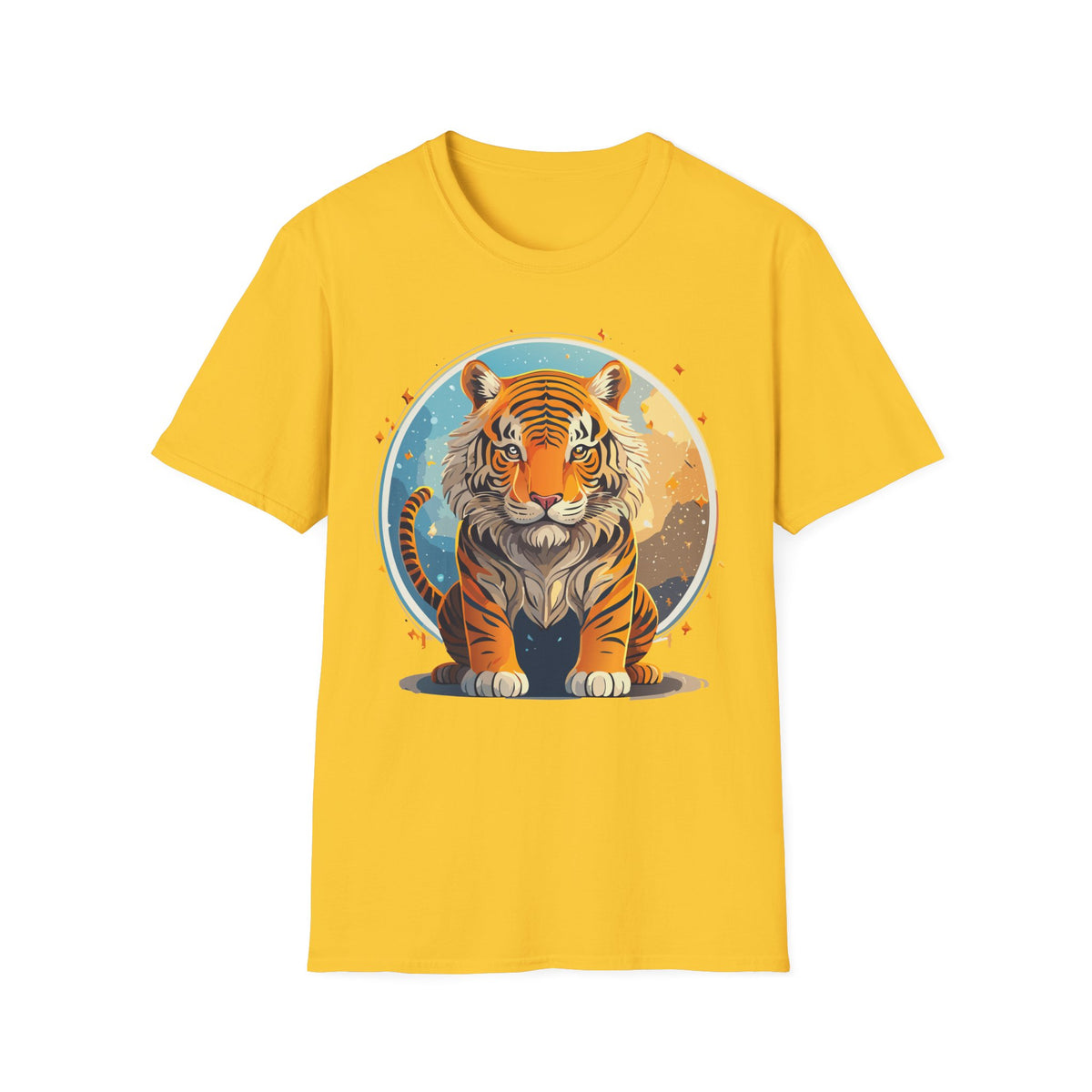 Vintage Tiger Illustration T-Shirt | Retro Sunset Tiger Print