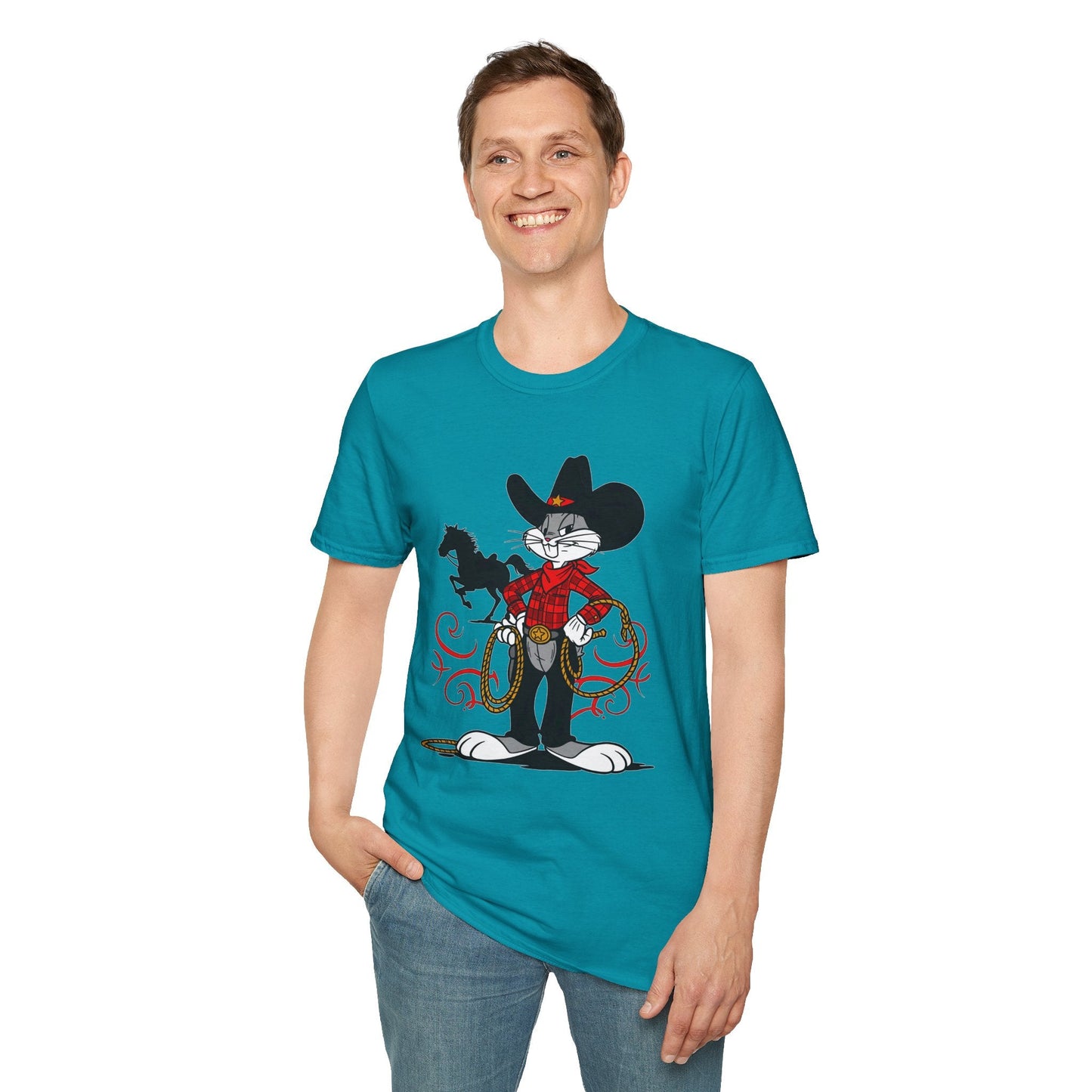 Cartoon Bunny Graphic Unisex Cotton Animal Animation Artwork Design Tee 1