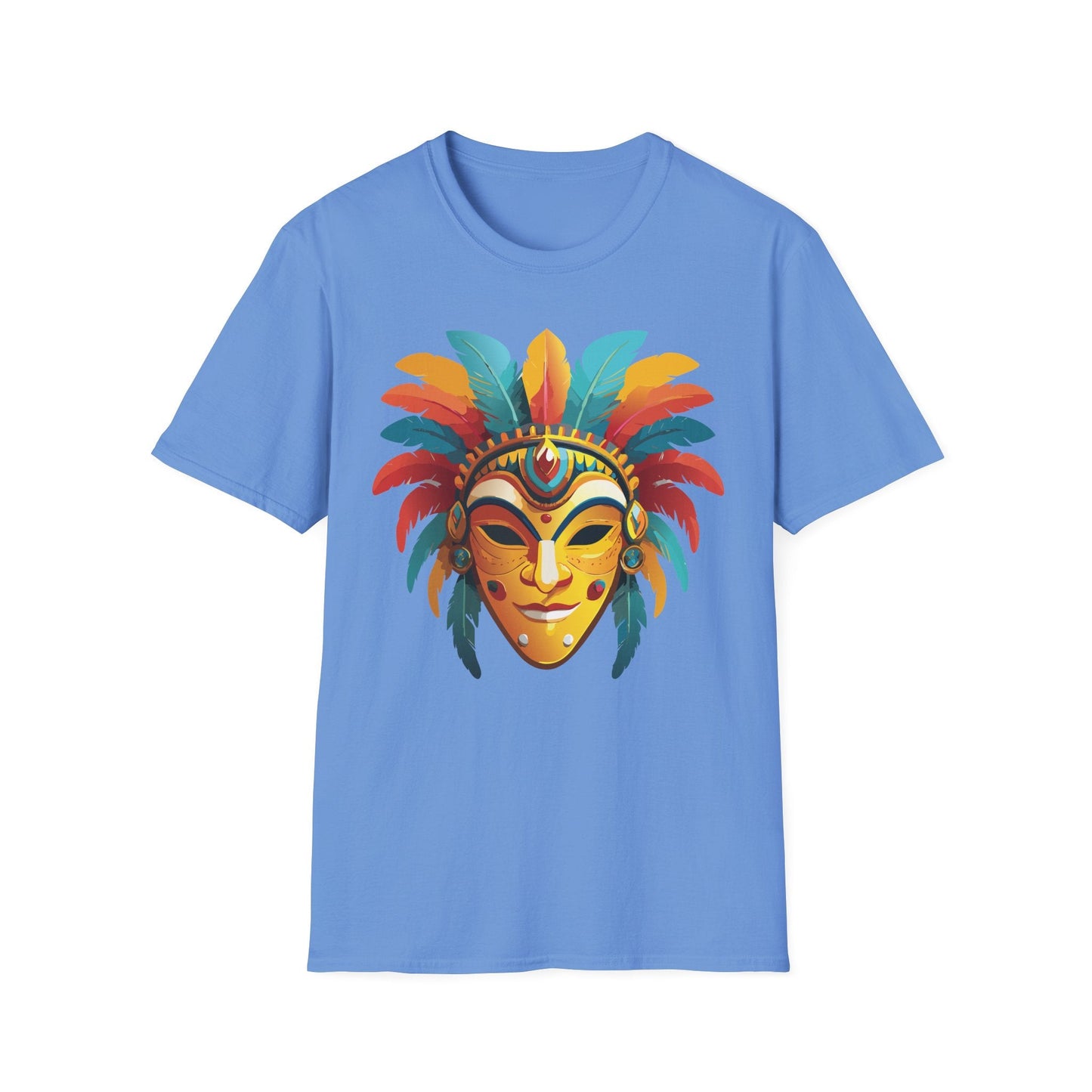 Mask Tee Shirt Unisex Masquerade Design Gildan Softstyle 100 Percent Cotton Tee for Everyday Comfort