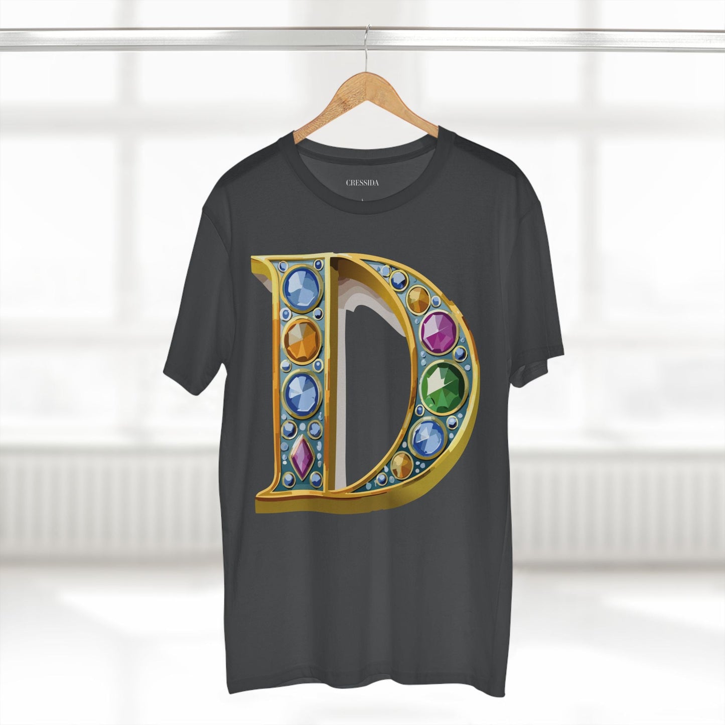 Letter D Graphic Design Tee Unisex 100 Cotton With Antique Gold Letters Artwork T-Shirt