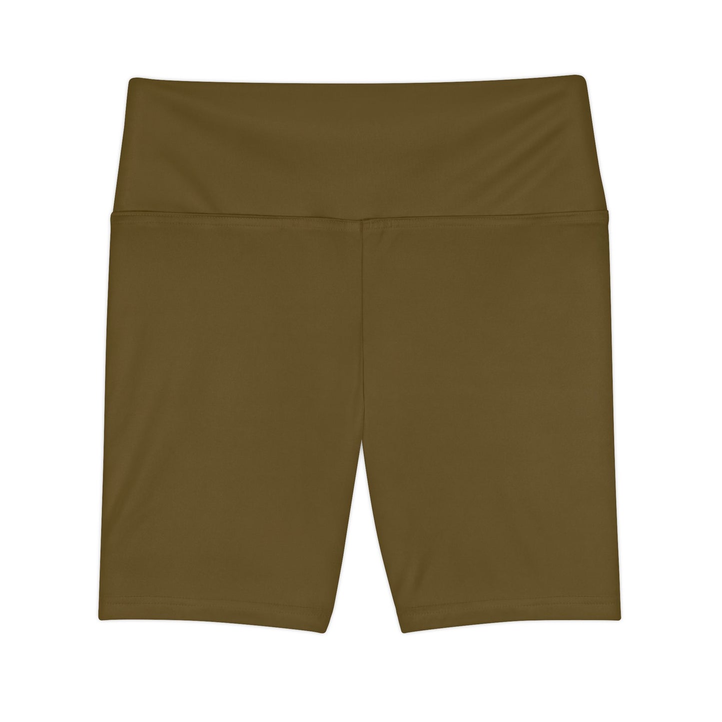 Olive Bark Brown Olive High-Waist Women's Workout Shorts — Compression Biker Shorts for Yoga & Gym