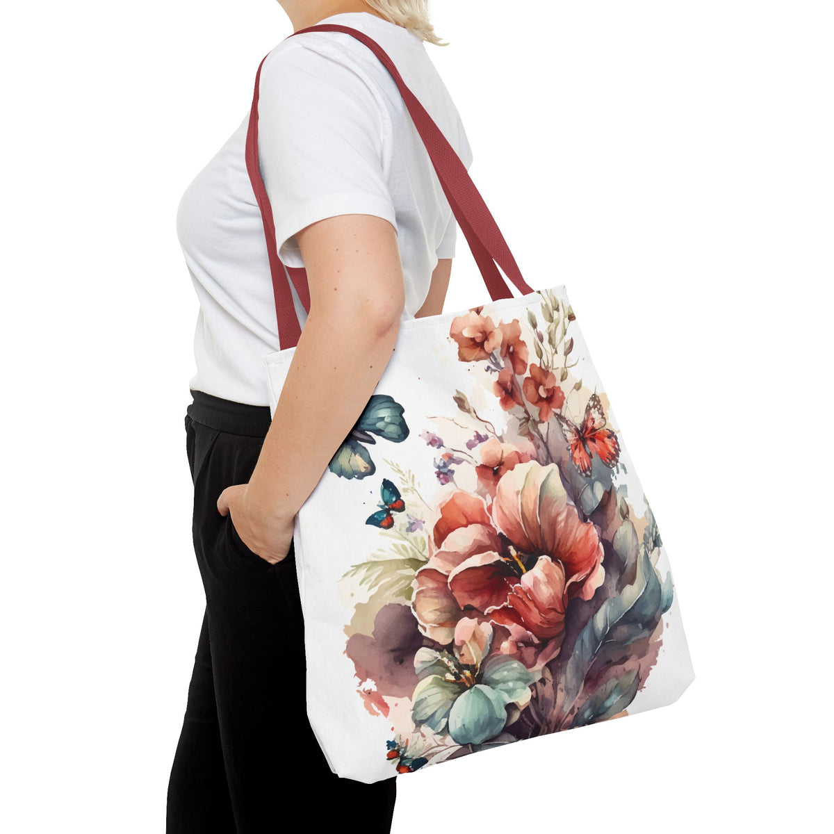 Bolsa de lona con estampado de mariposas 