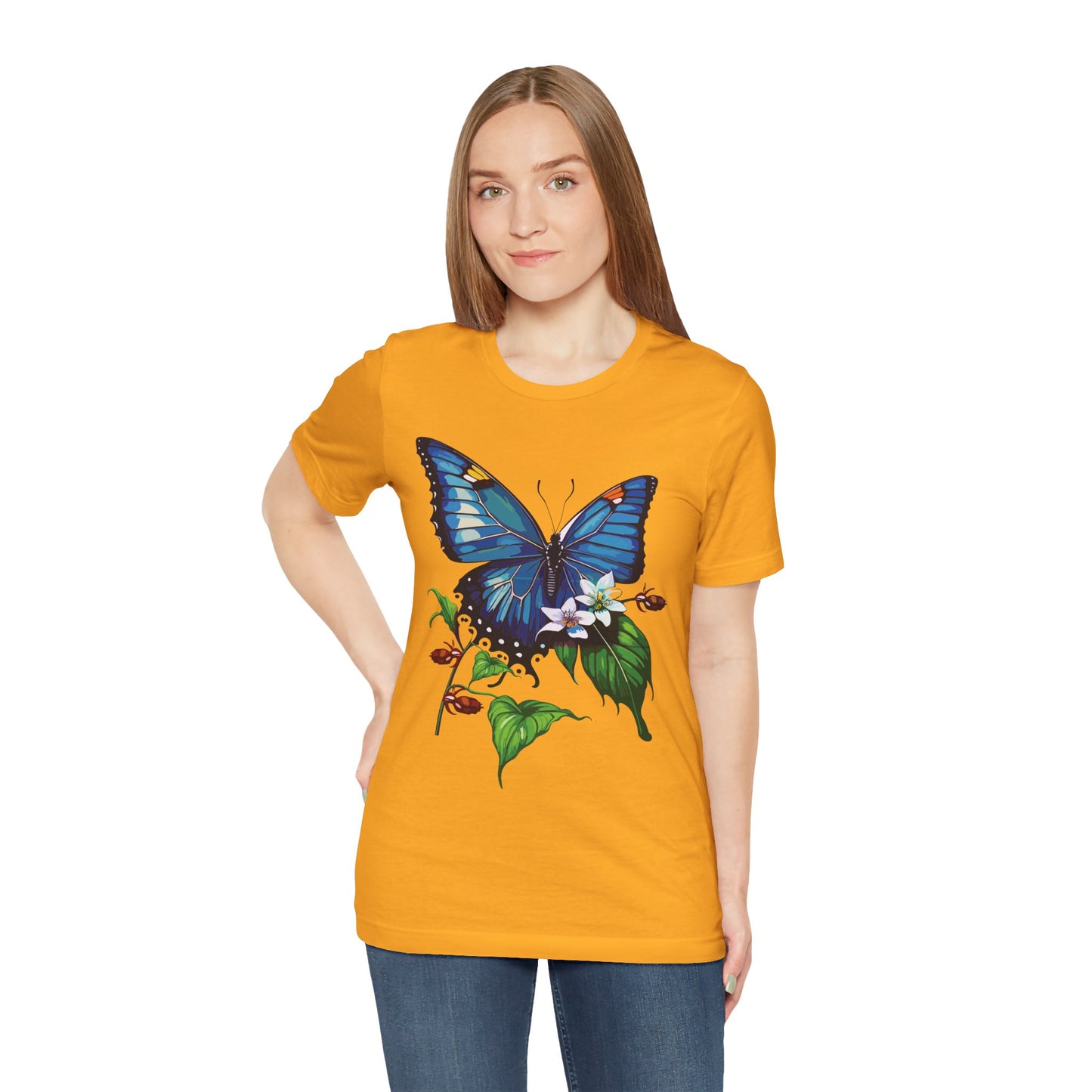 Cotton Tee Shirt with Butterfly Prints