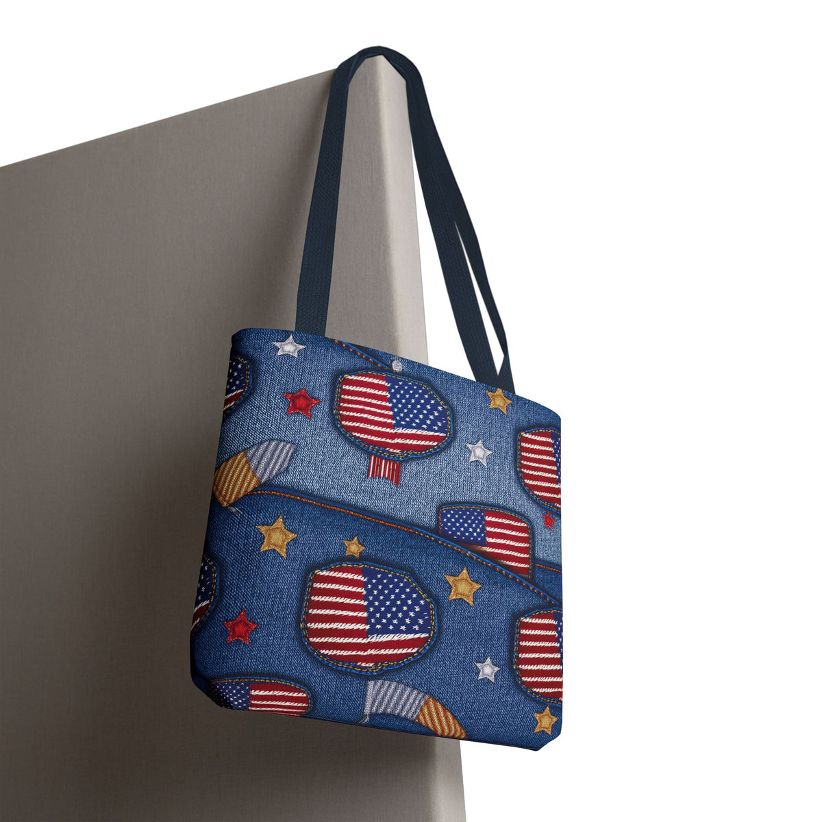 4th of July Graphic Denim Fabric Imitation Print Unisex Canvas Bag Poly Spun 3 Sizes Tote Bag 200-12