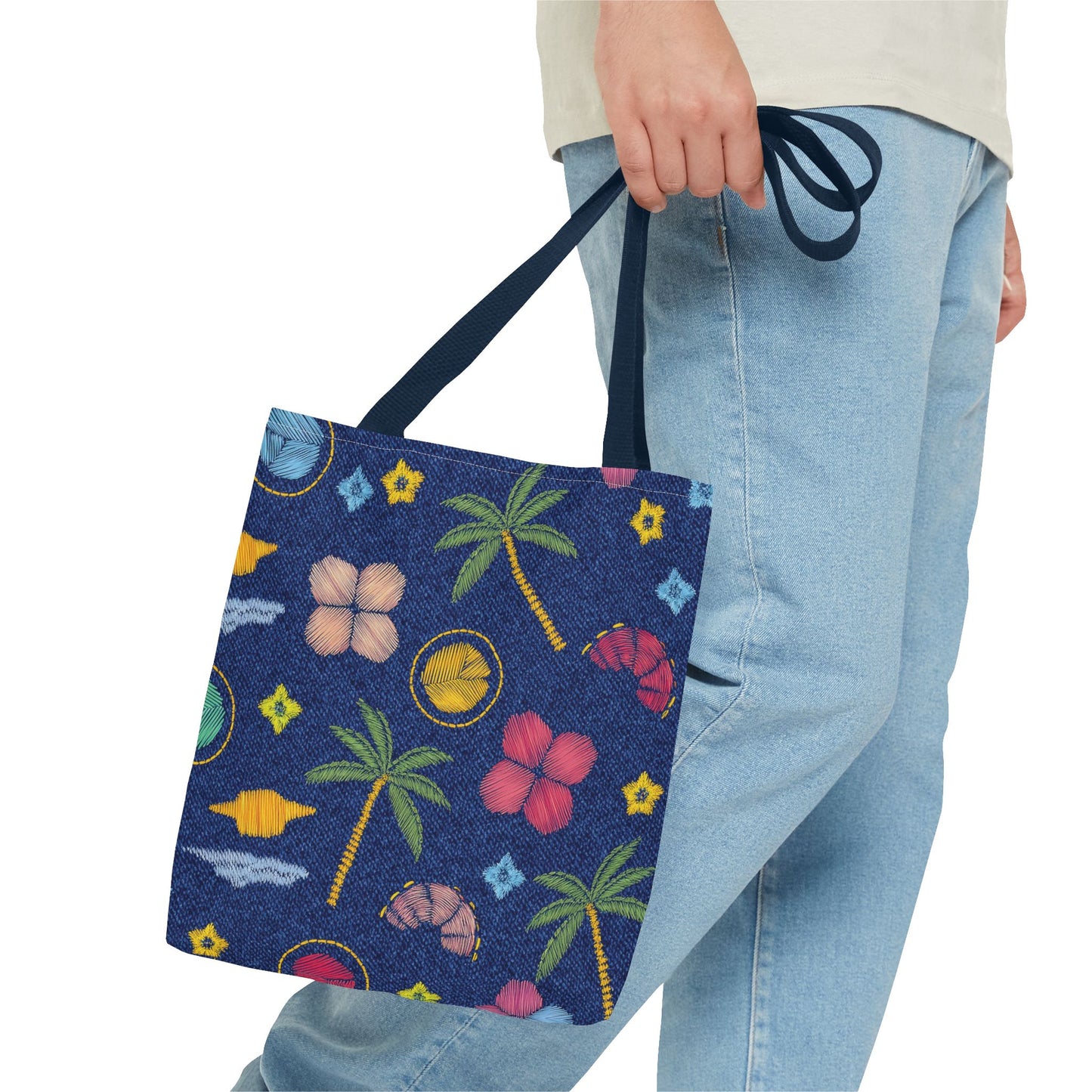 Denim Fabric Imitation Print Unisex Canvas Bag Poly Spun 3 Sizes Tote Bag 182-7