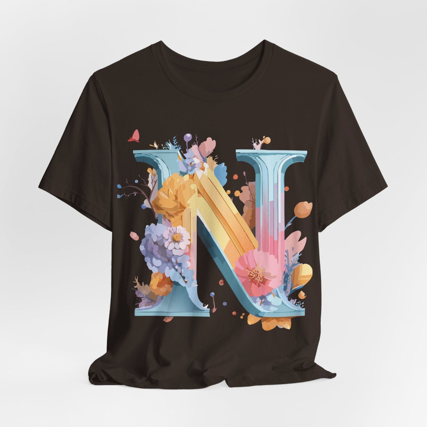 Letter N Shirt Unisex Graphic Tee With Vintage Inspired Artwork By Adelpha Premium Jersey