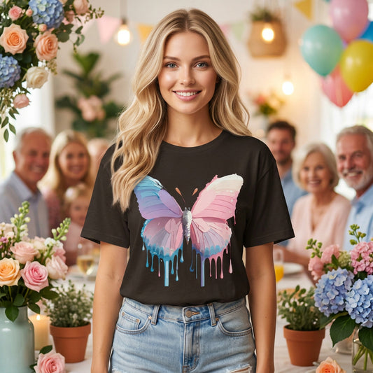Butterfly Graphic Unisex Cotton Bella+Canvas Tee with Art Design n68