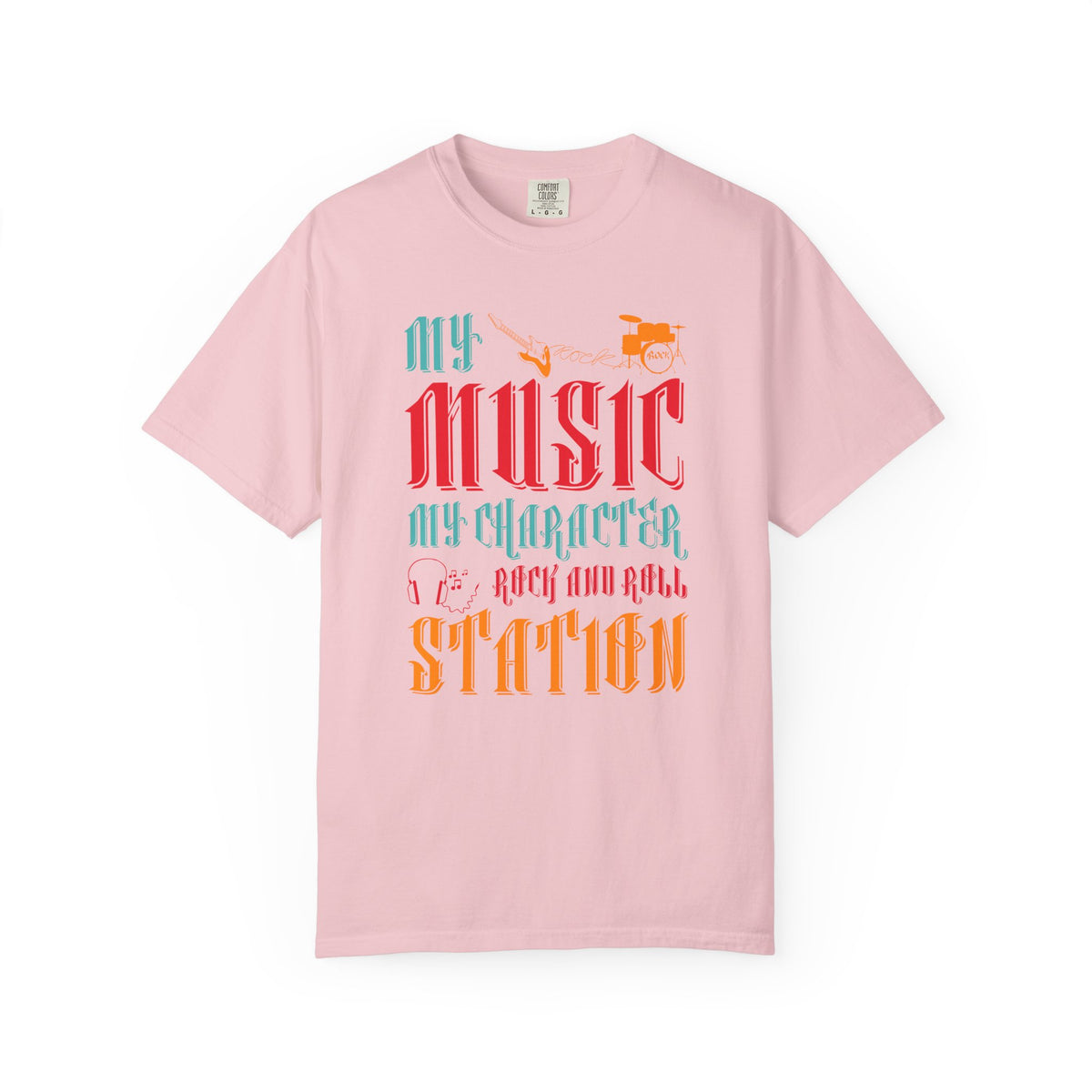 My Music My Character My Rock and Roll Station T-shirt Typography Unisex Cotton Tee 039