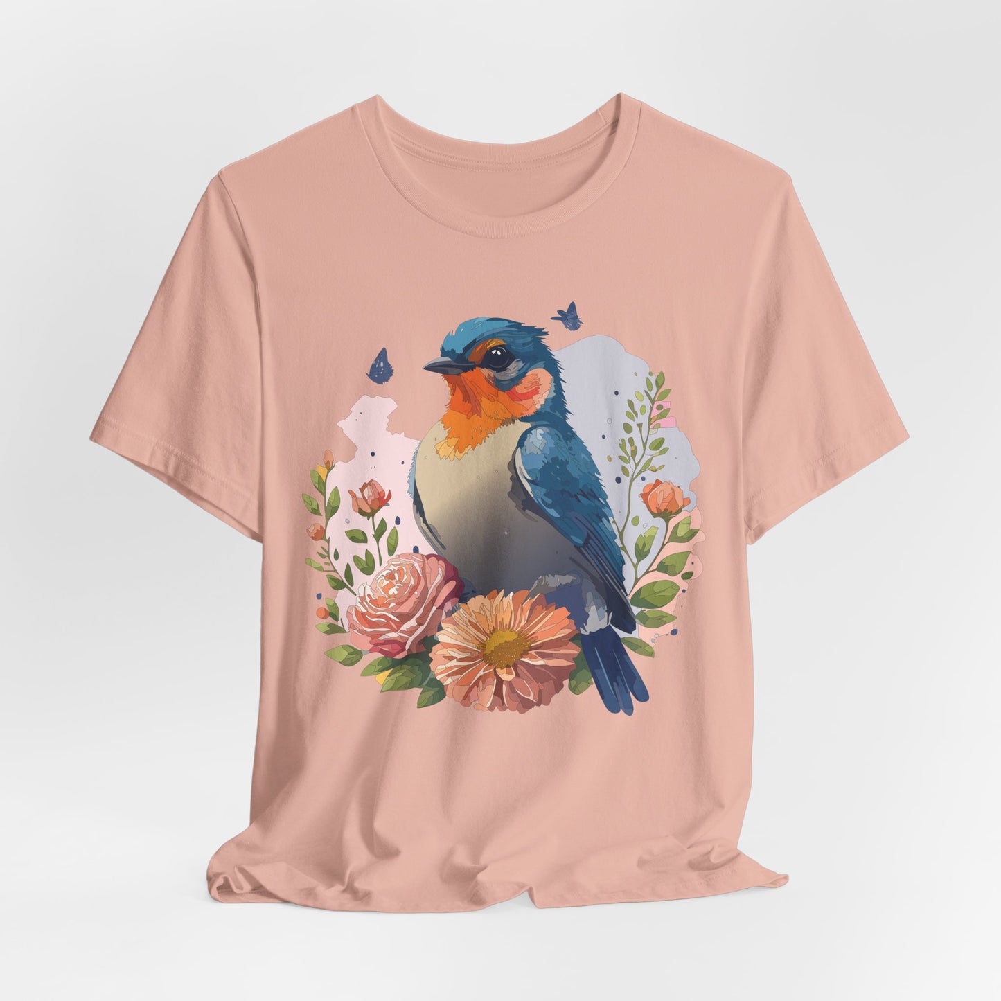 Floral Bird Tee, Animal Shirt, Bird Shirt, Floral Tee, Flower T-shirt, T-Shirt with Animal