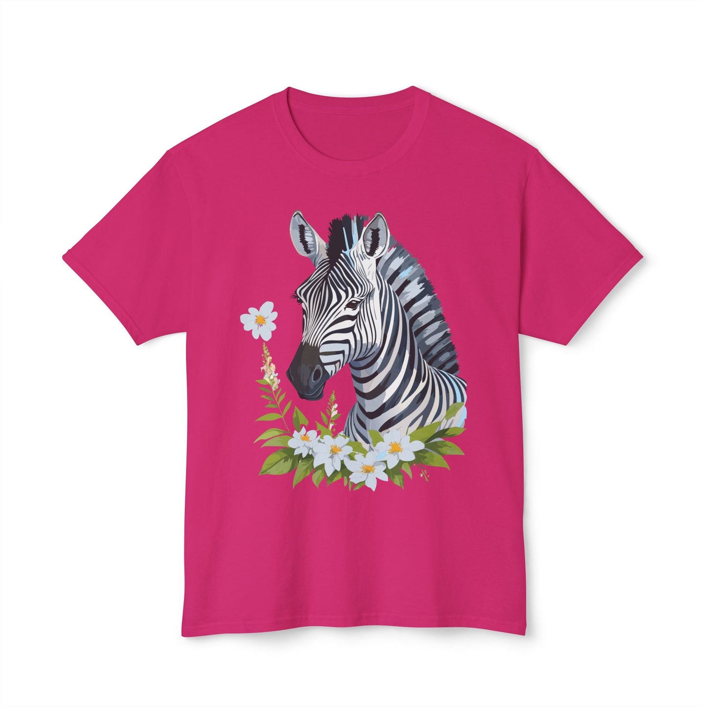 Unisex Zebra Art Print T Shirt 100% Cotton Vintage Floral Tee Made in USA Premium Graphic Tee