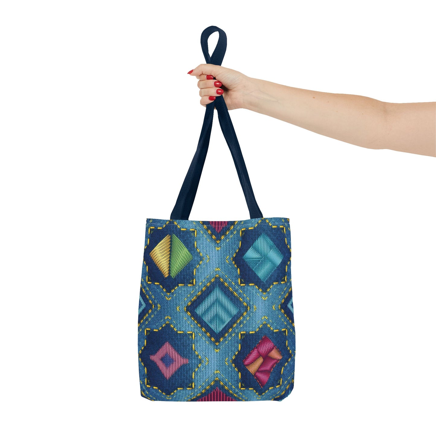 Denim Fabric Imitation Print Unisex Canvas Bag Poly Spun 3 Sizes Tote Bag 189-3
