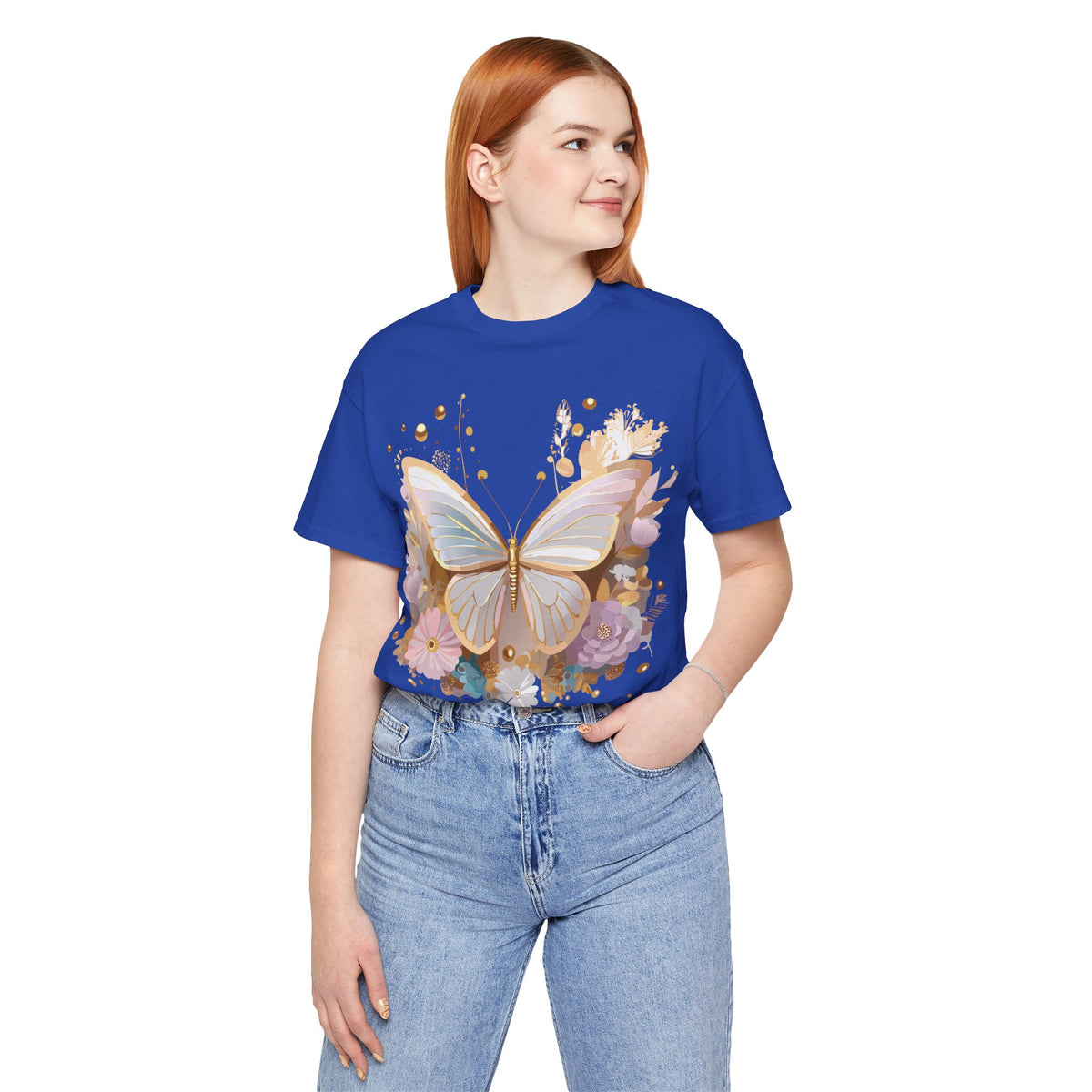 Butterfly Graphic Unisex Cotton Bella+Canvas Tee with Art Design n67