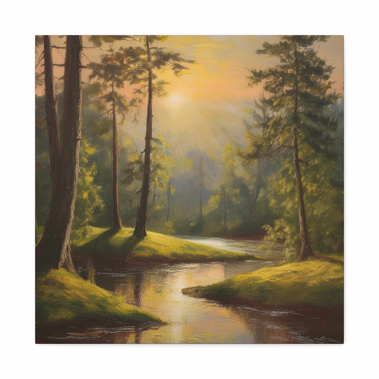 Forest Print Canvas, Trees Oil Paint Print 20x20, 24x24, 30x30, 32x32, 36x36 Art Design Print Pine-Wood Inner Frame MC-68