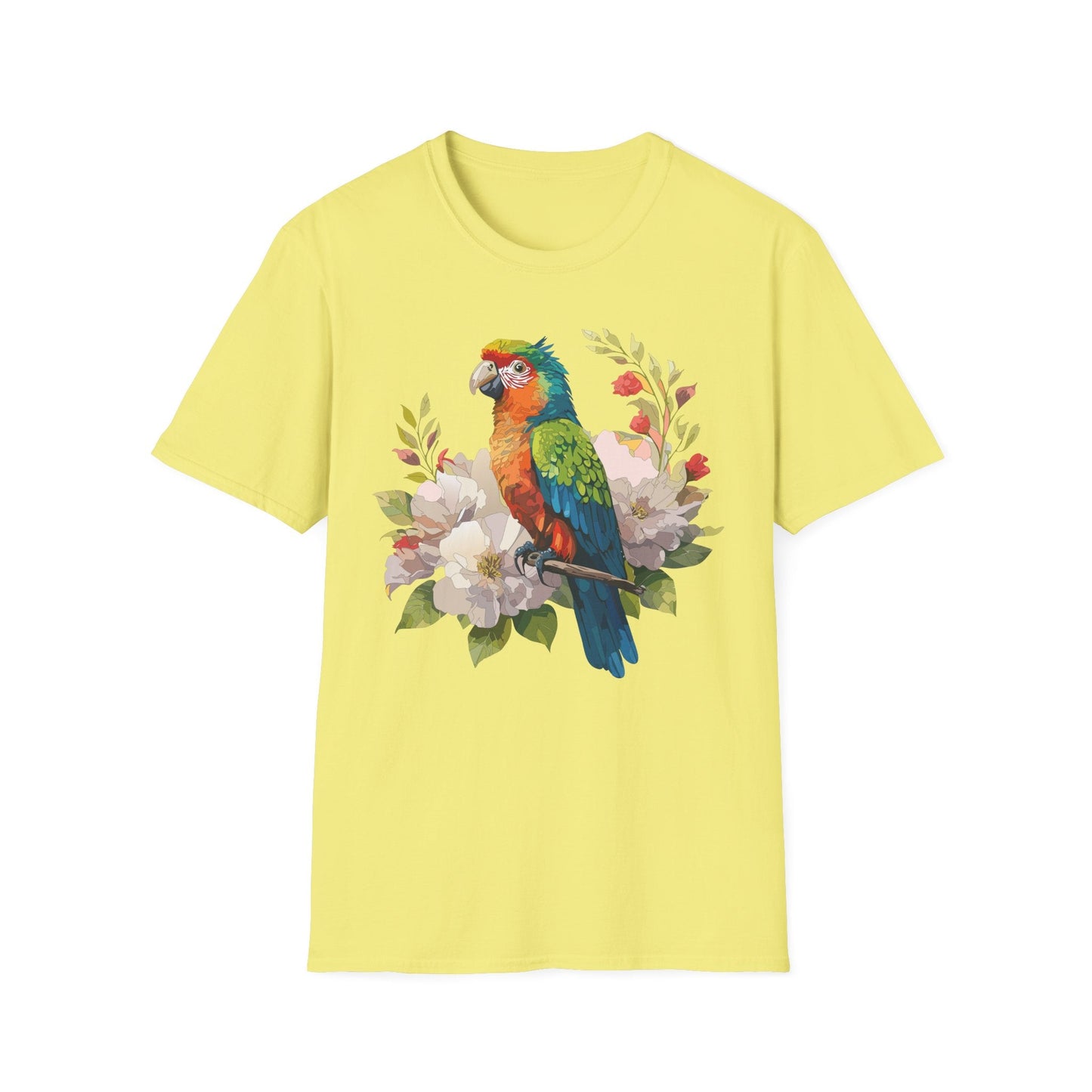 Floral Bird T Shirt Unisex Softstyle Gildan 64000 Graphic Tee With Animal Design