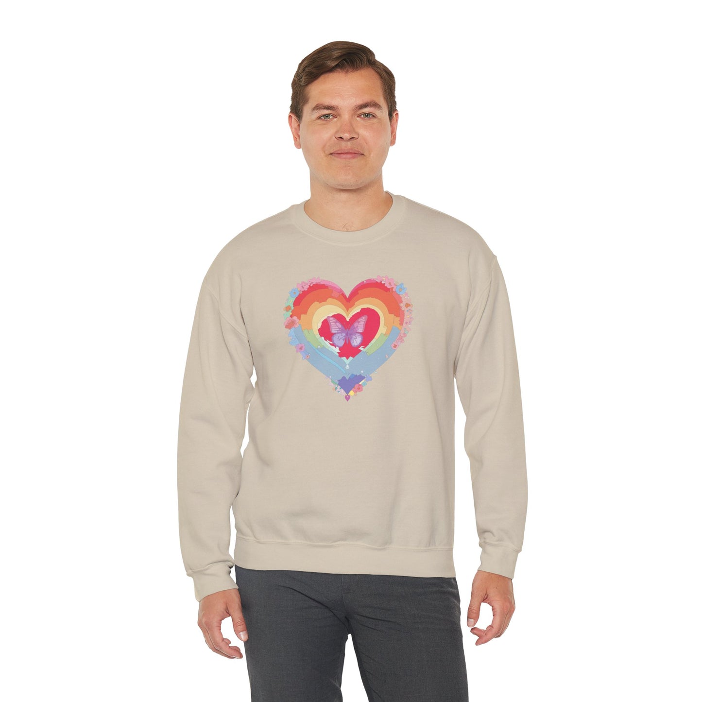 Rainbow Heart Sweatshirt, Floral Heart Sweatshirt, Floral Love Sweatshirt, Valentine's Day Sweatshirt, Rainbow Heart Floral Sweatshirt 116