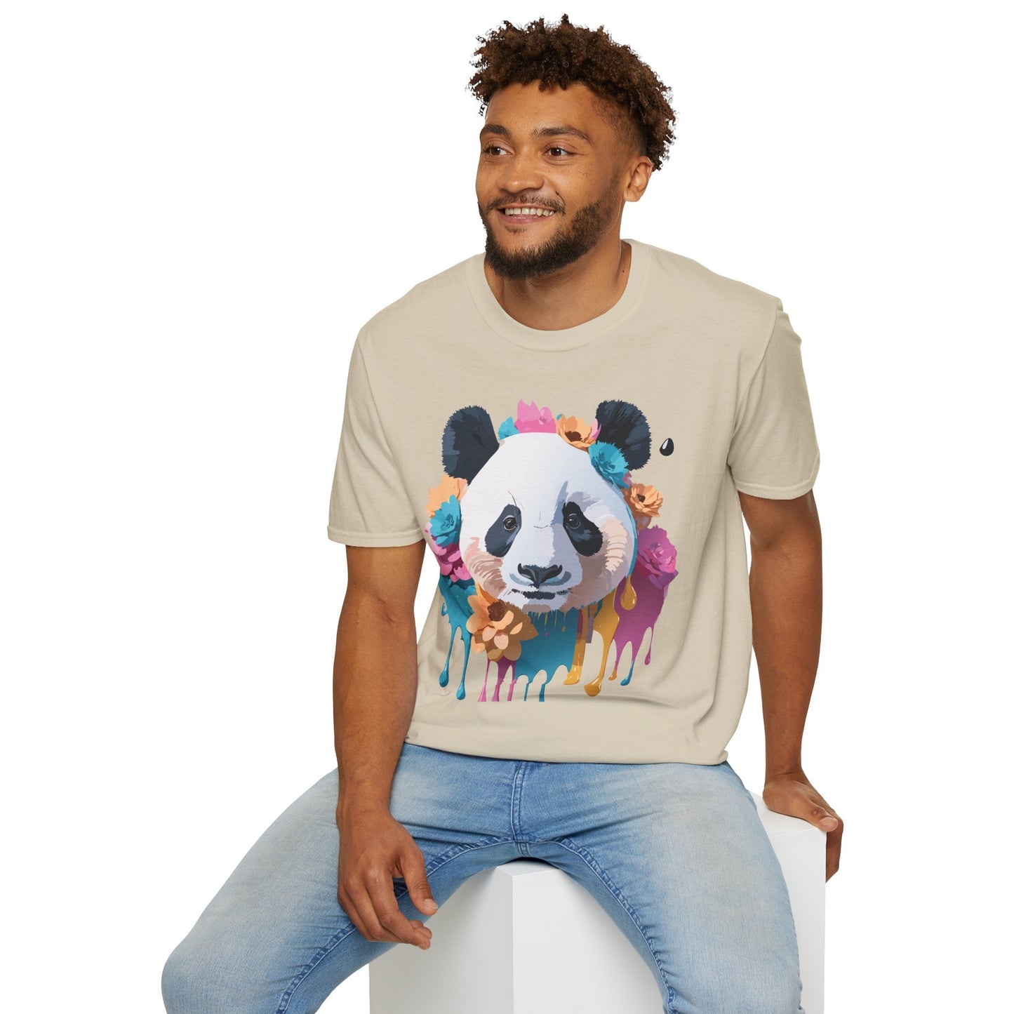 Unisex Panda Shirt Softstyle Cotton Tee For Everyday Wear With Cute Animal Print