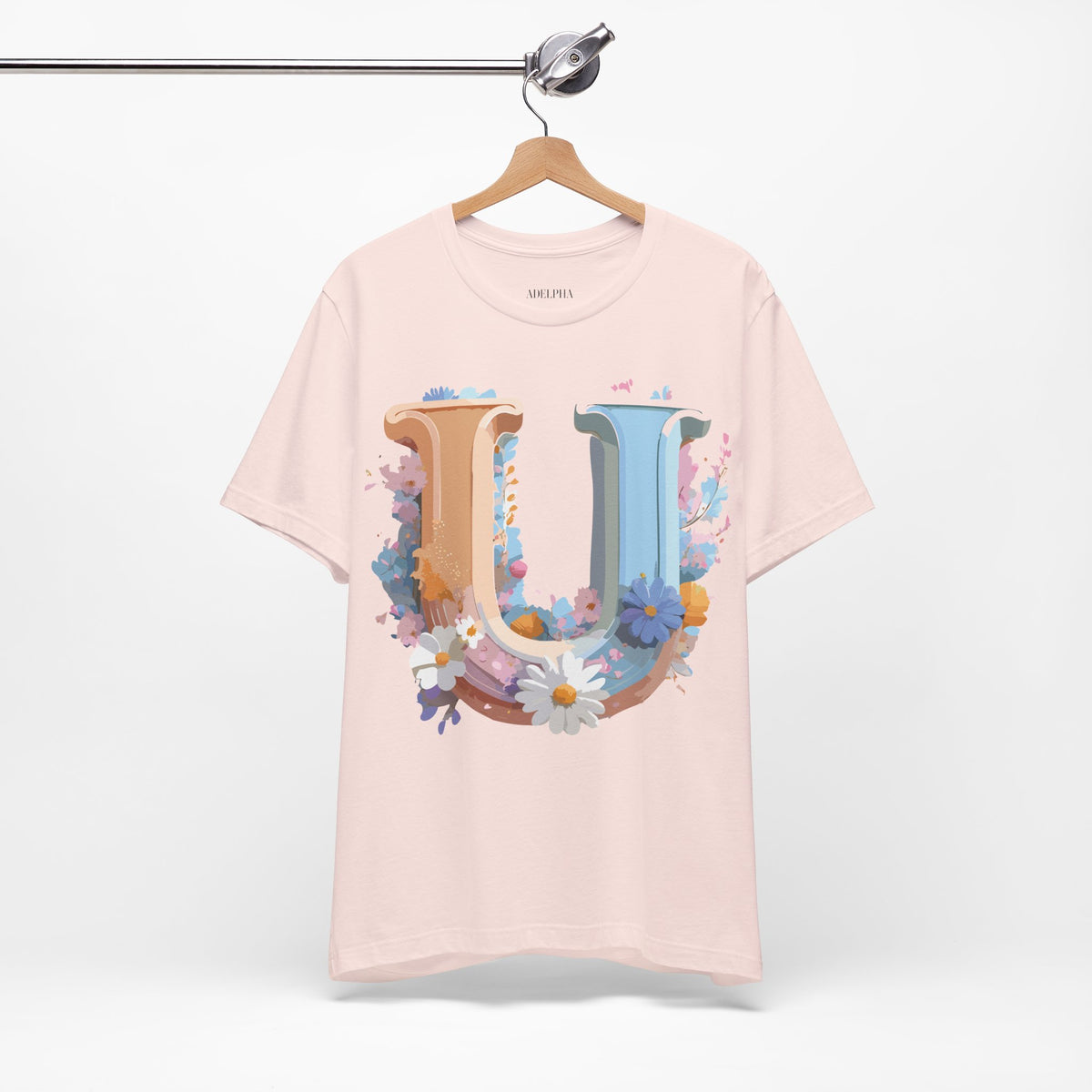 Letter U Graphic Unisex Cotton Bella+Canvas Tee with Art Letter Design