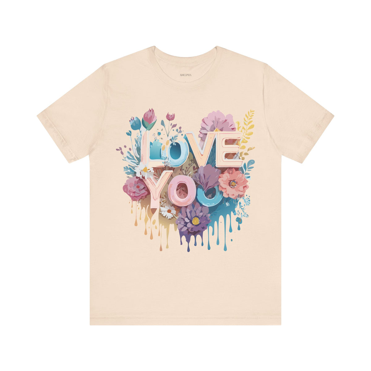 Valentine's Day Graphic Unisex Cotton Bella+Canvas Tee with Floral Art Design d102