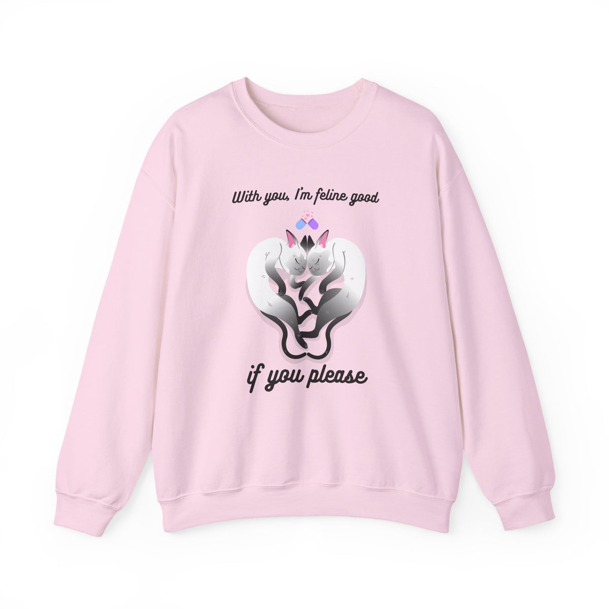 Cat Graphic Valentine's Day Sweatshirt Unisex 50/50 Cotton-Poly Animal Sweatshirt w19