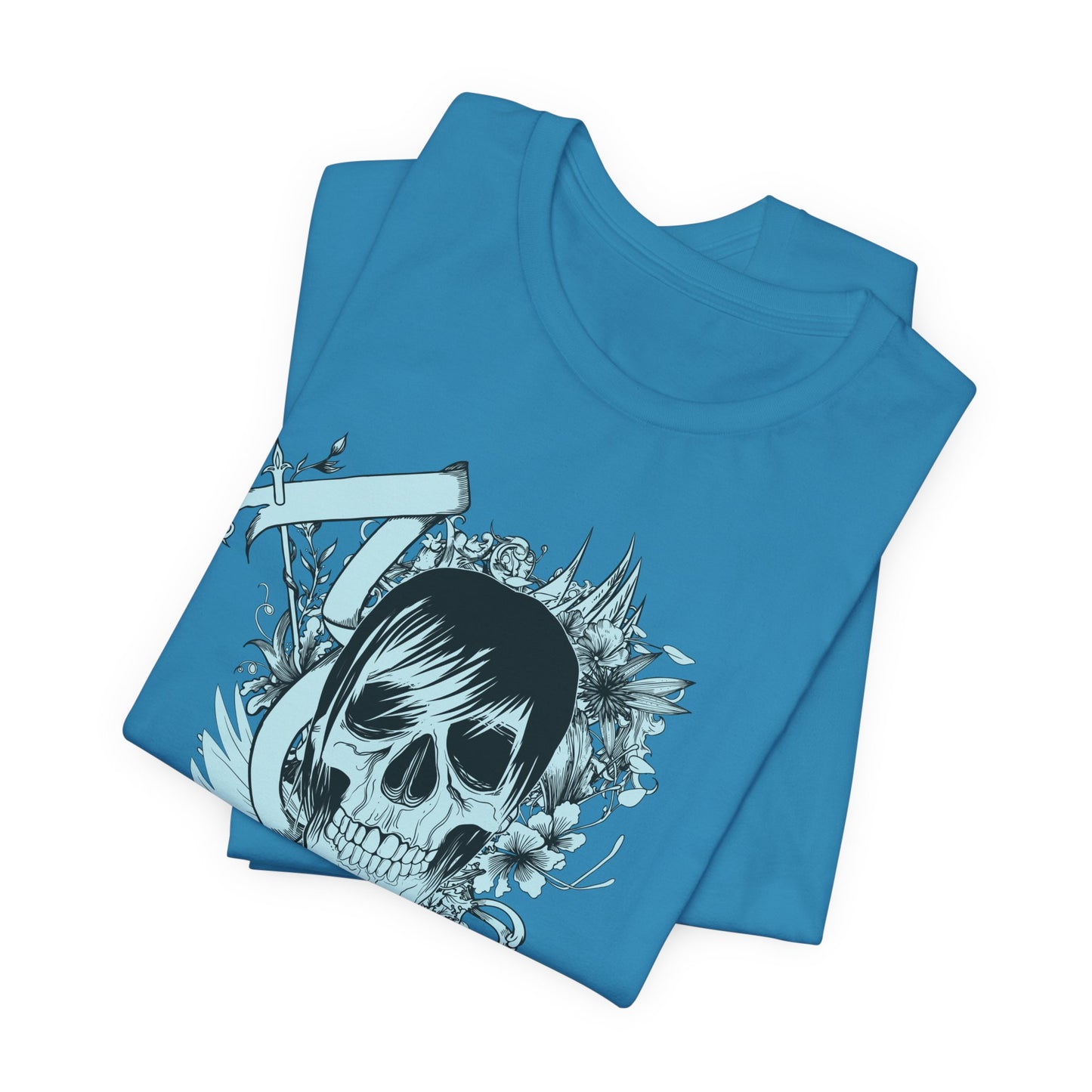 Sky Skull Graphic Design Tee, Skull Shirt, Vintage Tees, Art Design T-Shirt, Vintage Graphic Tee, Art Shirts with Skulls