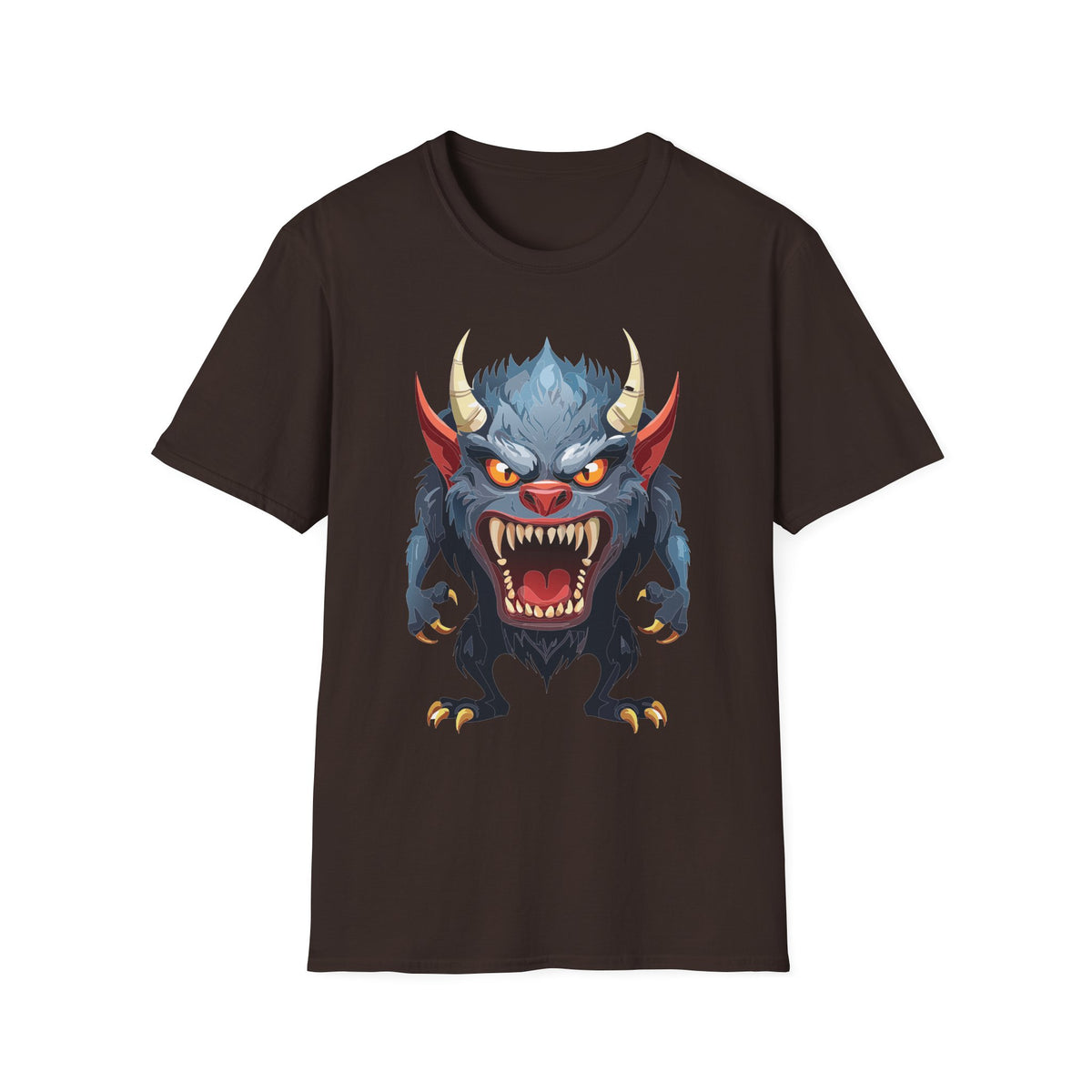Werewolf Monster T-Shirt — Fierce Demon Face for Halloween Cartoon Graphic Tee Unisex 100 Cotton Gildan T-Shirt