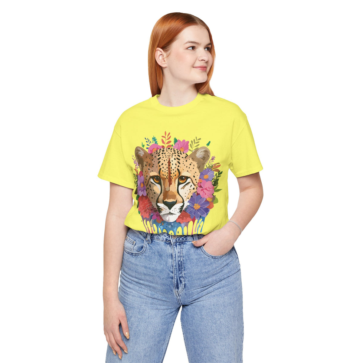 Cheetah Graphic Unisex Cotton Bella+Canvas Tee with Art Animal Design e12