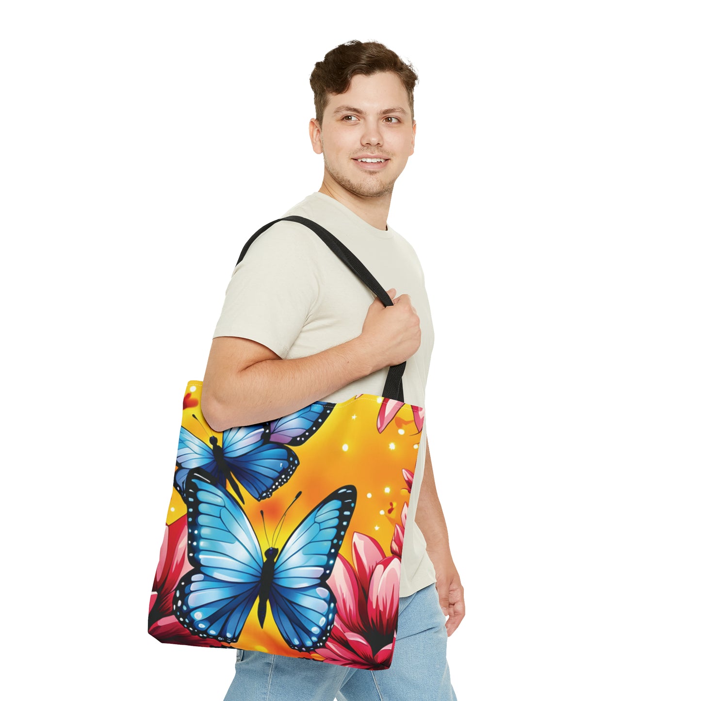 Bolsa de lona con estampado de mariposas 