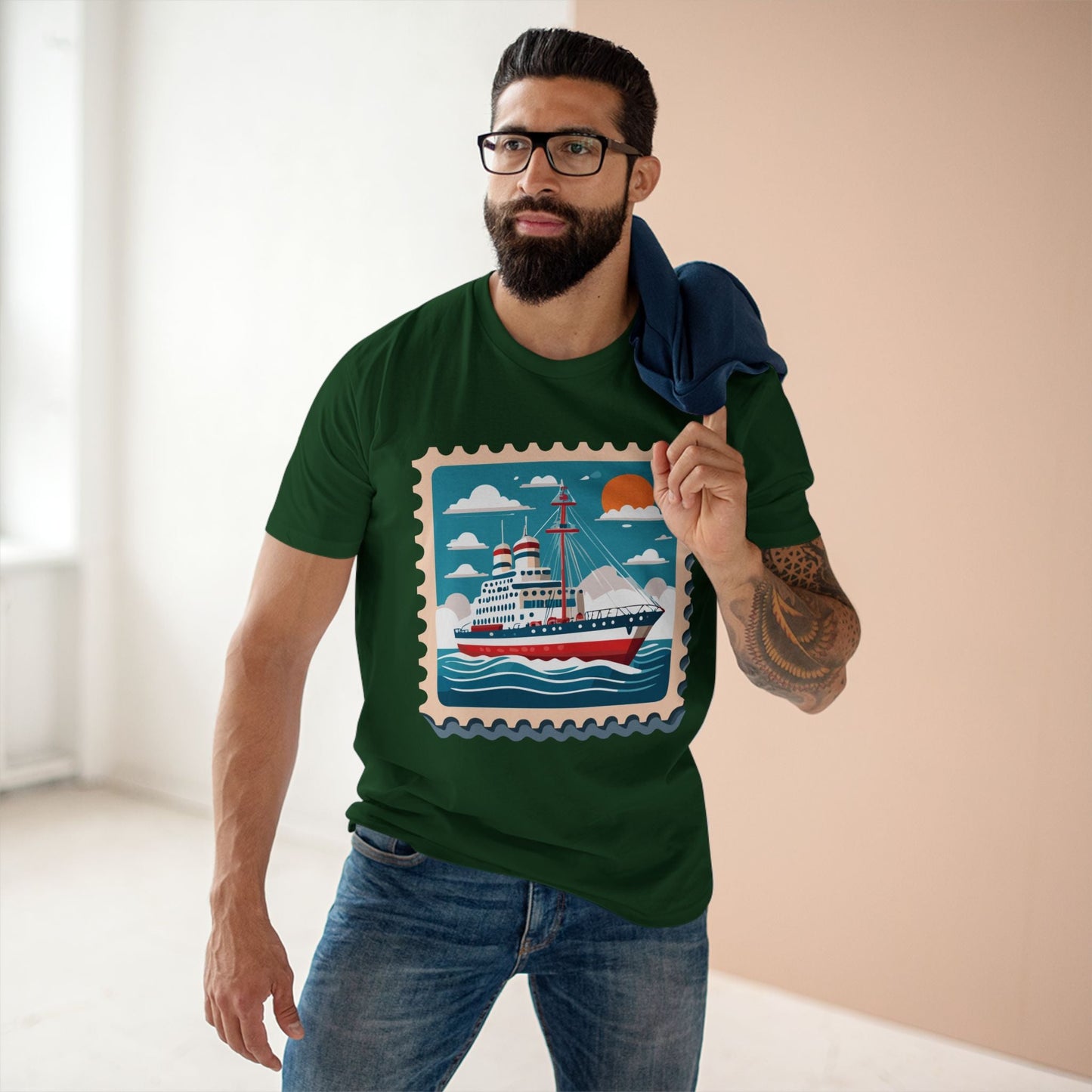 Stamp Shirt Postage Stamp Tee Unisex Premium Cotton Art Design From Retro2Nova Collection PS47