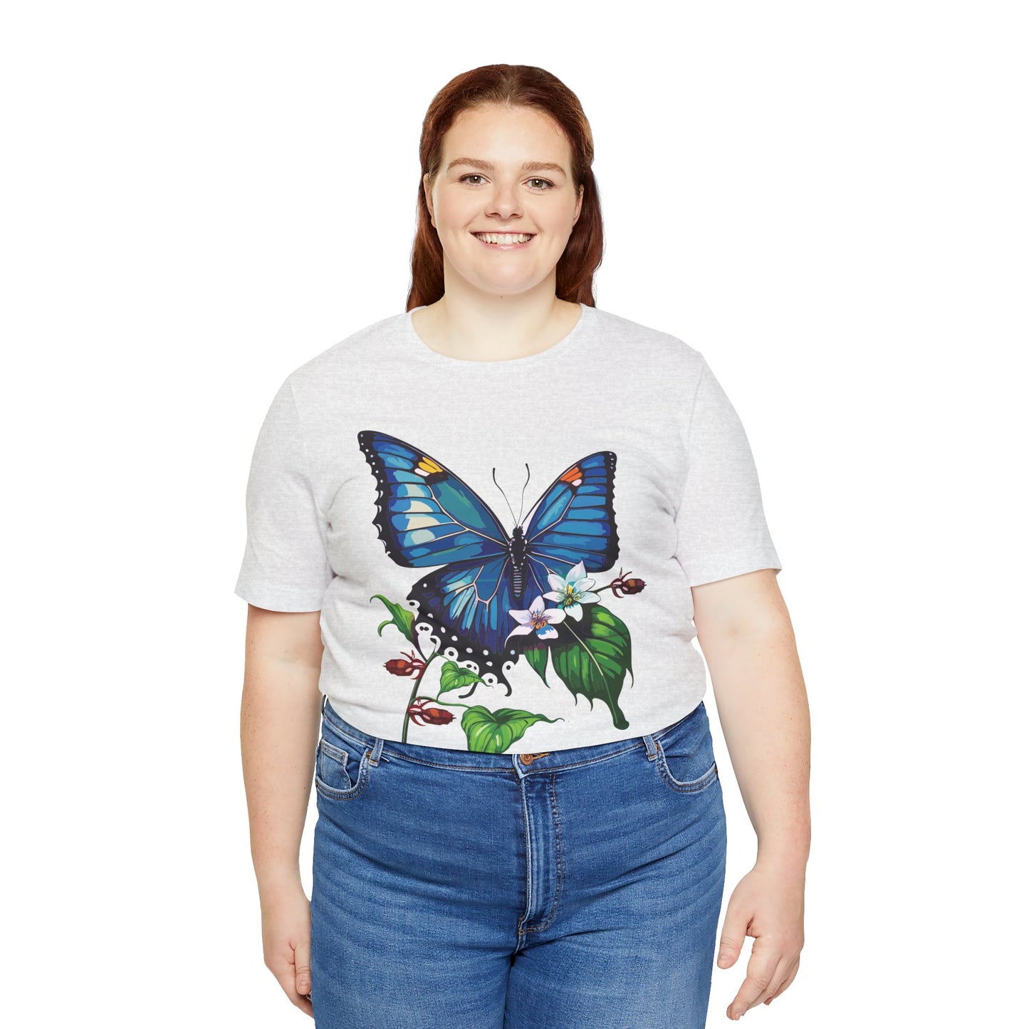 Cotton Tee Shirt with Butterfly Prints