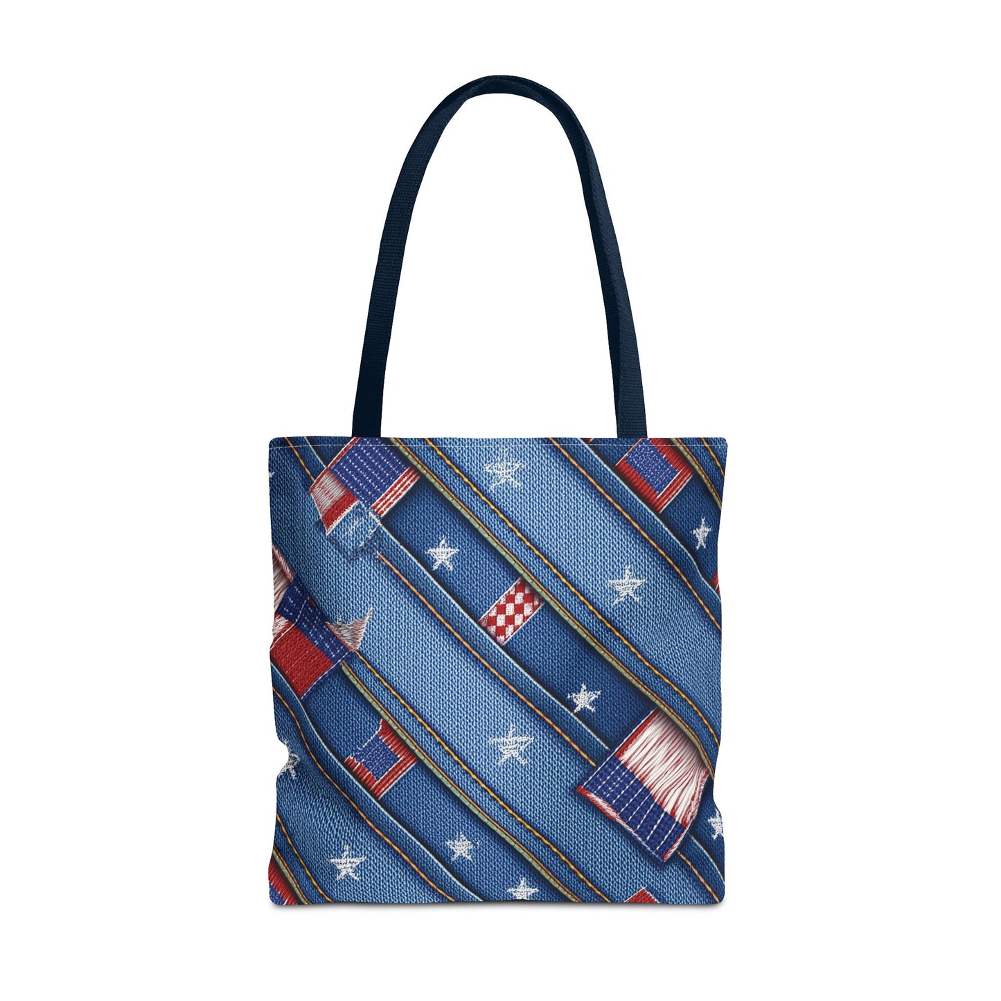 4th of July Graphic Denim Fabric Imitation Print Unisex Canvas Bag Poly Spun 3 Sizes Tote Bag 200-16
