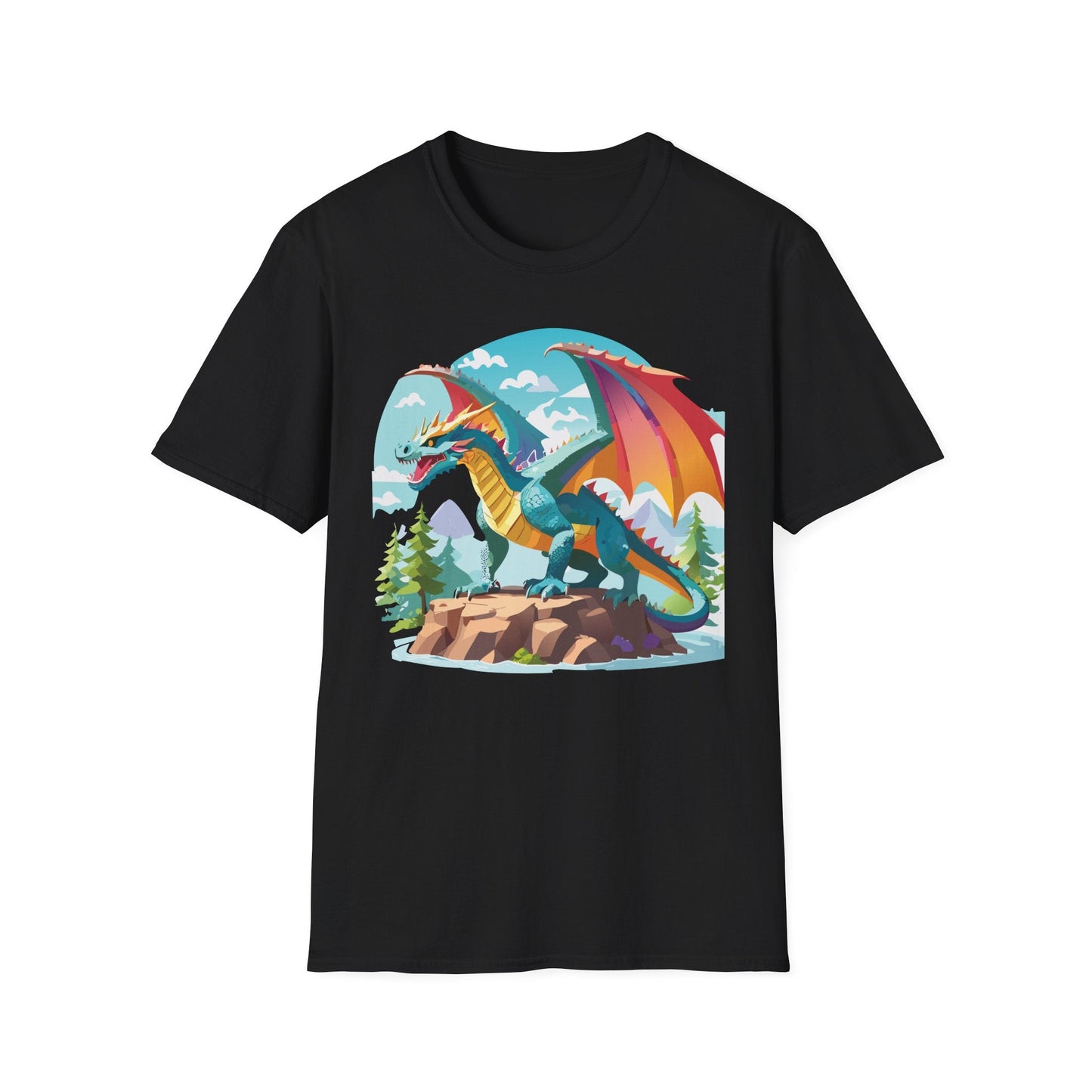 Dragon Graphic Tee Unisex Softstyle 100 Percent Ring Spun Cotton Animal Art Print Shirt