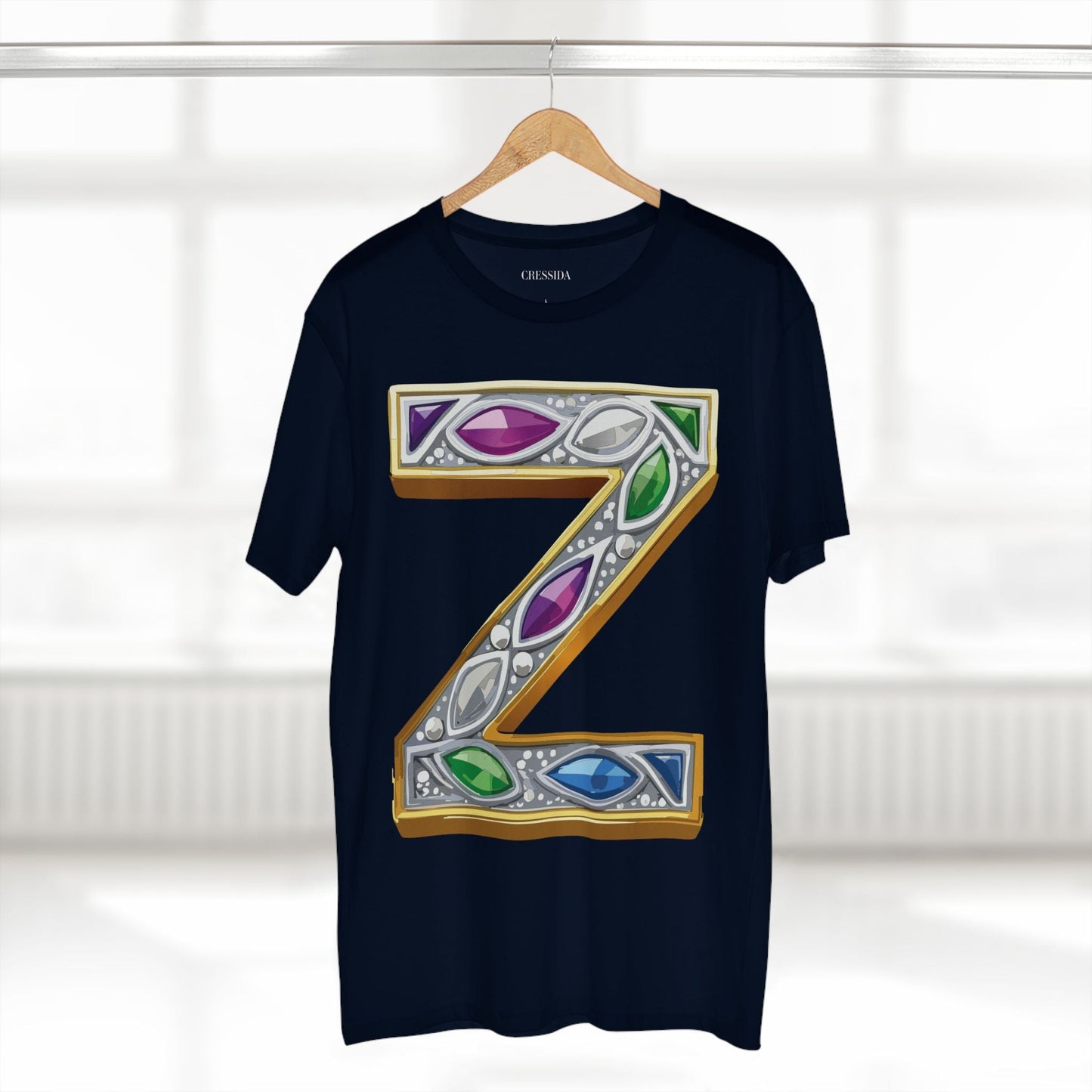 Letter Z Graphic Design Tee Unisex 100 Cotton With Antique Gold Letters Artwork T-Shirt
