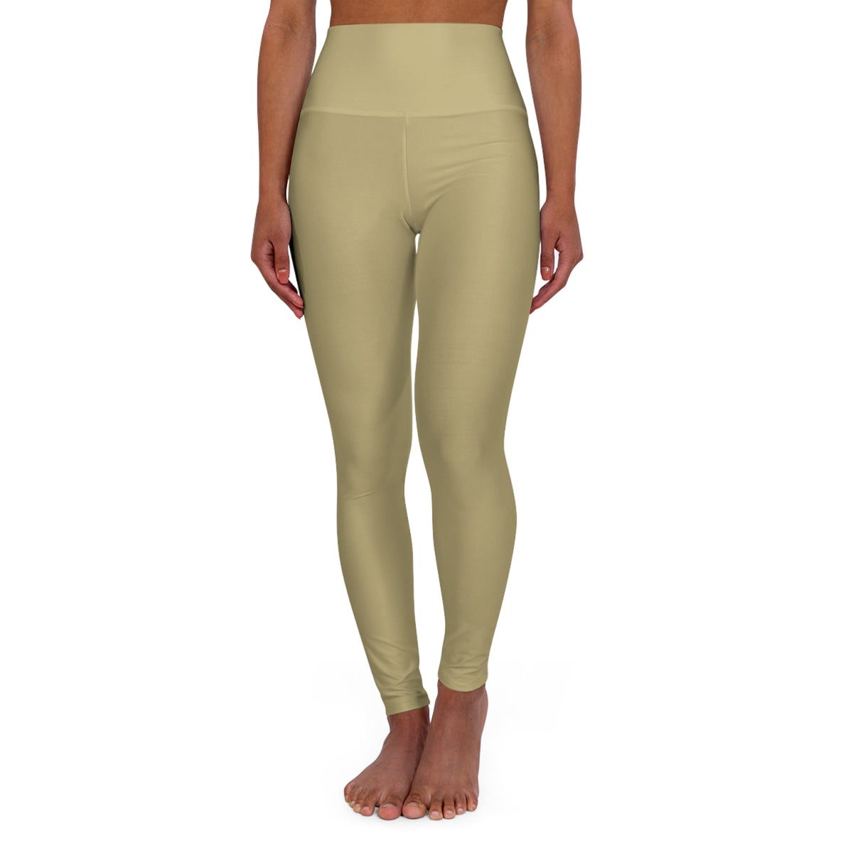Summer Sand Khaki Color High-Waist Yoga Leggings Women's Seamless Poly-Span Stretchy Pants XS-2XL