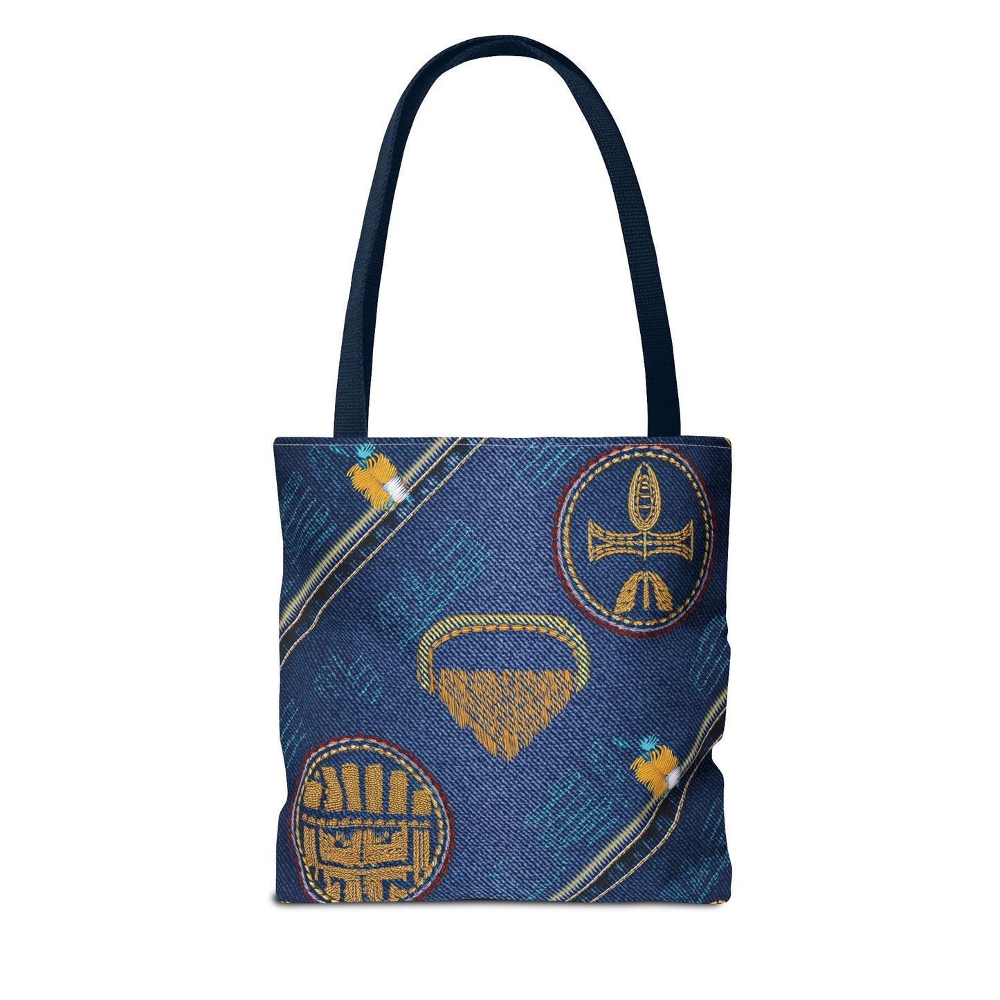 Denim Fabric Imitation Print Unisex Canvas Bag Poly Spun 3 Sizes Tote Bag 188-2